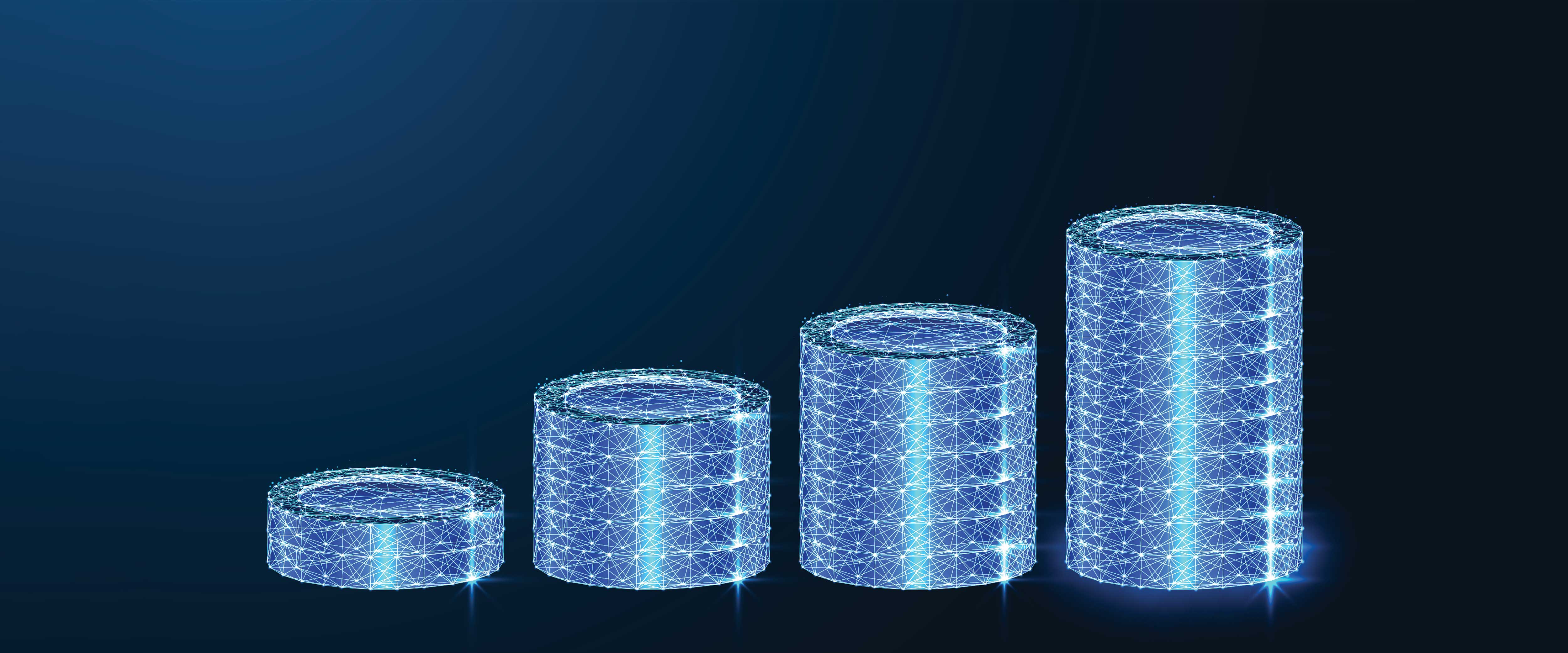 Stacks of digital coins