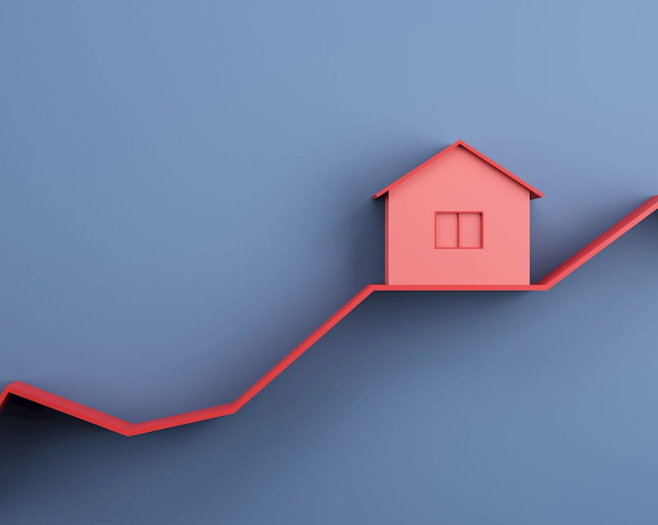 House on ascending chart line
