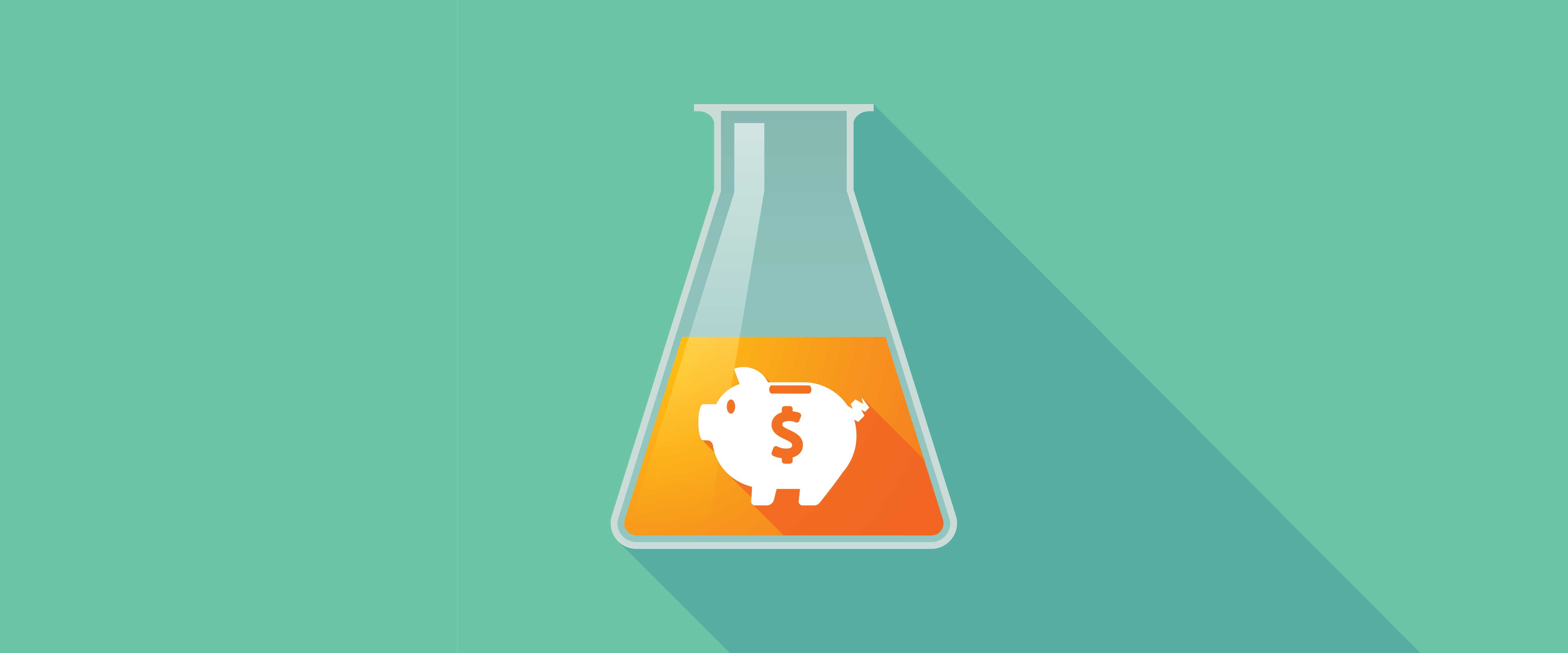 Beaker with piggy bank