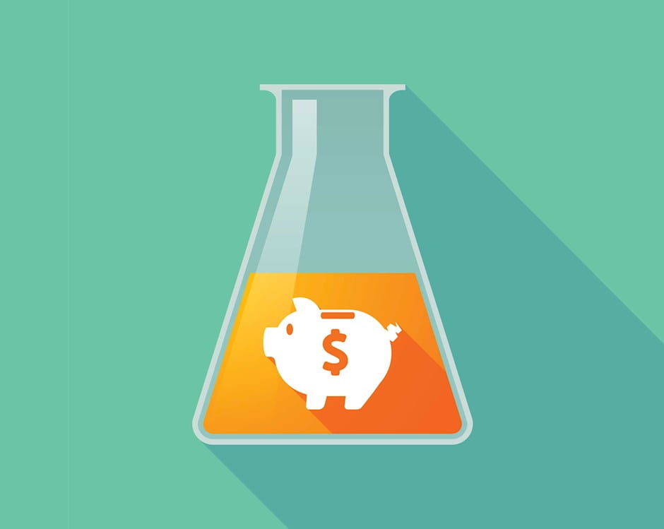 Beaker with piggy bank