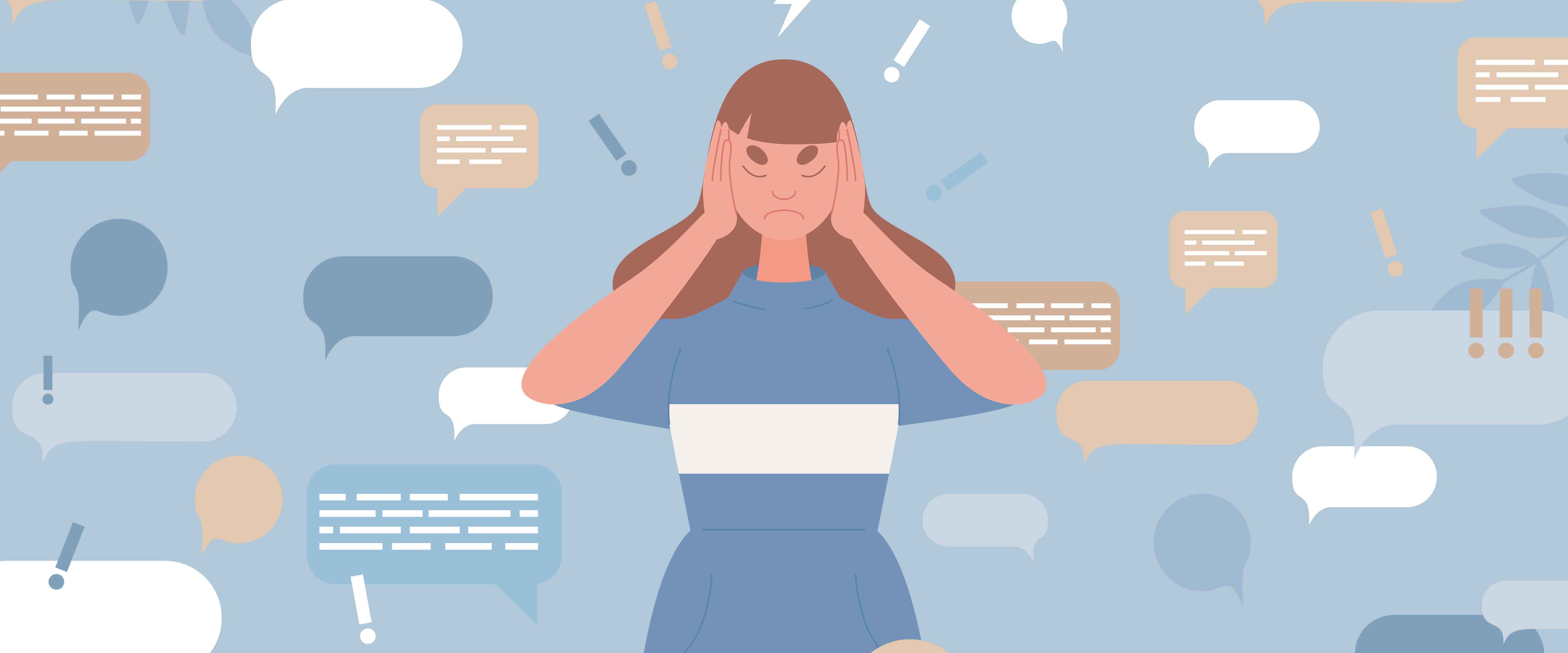 Woman surrounded by noise