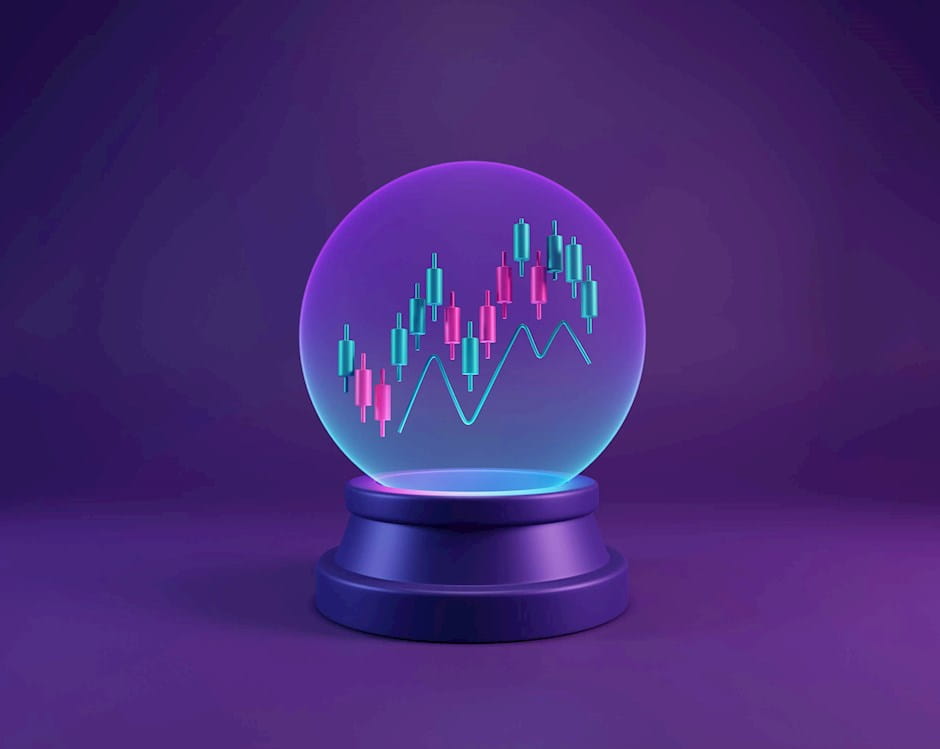 Financial chart inside crystal ball