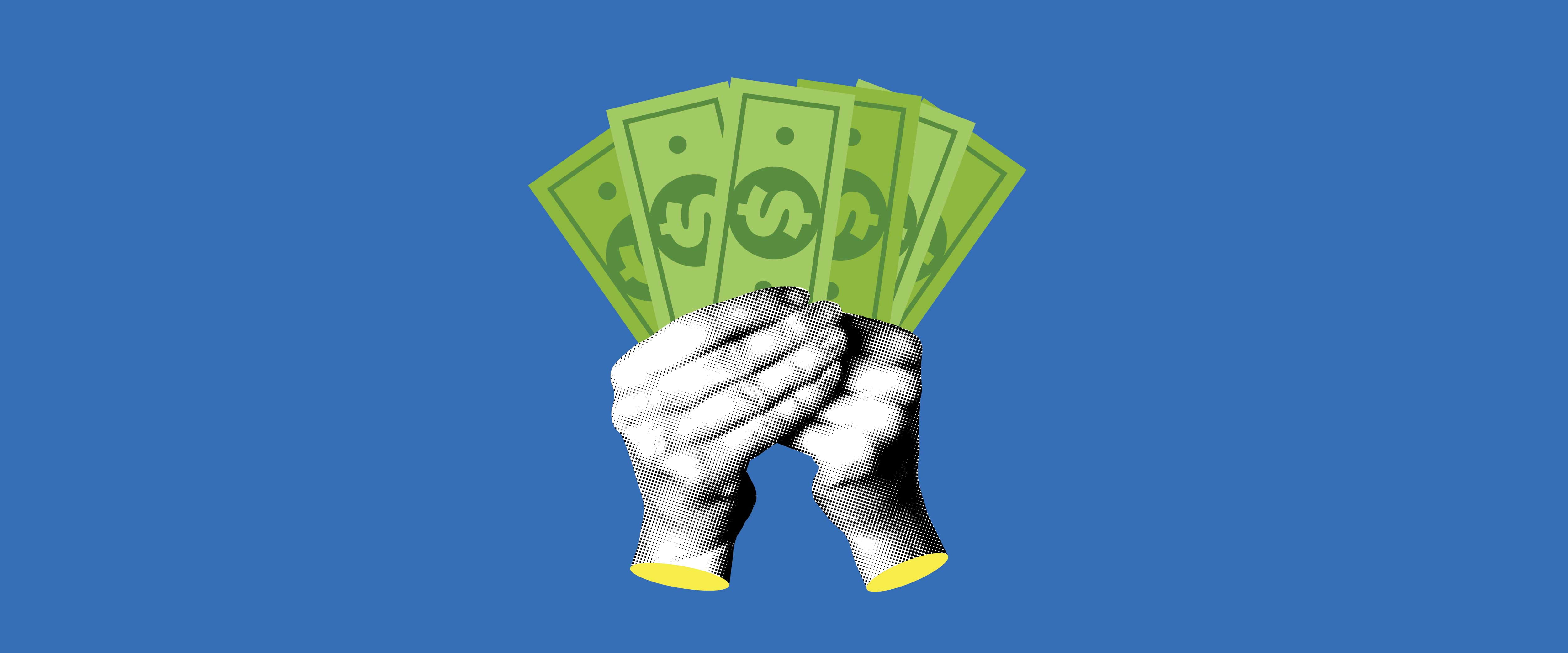 Hands holding dollar bills