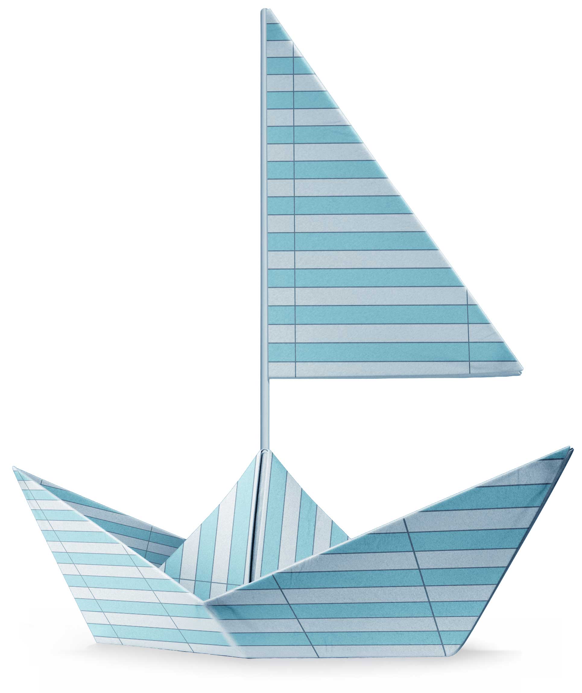 Paper boat made from accounting ledger