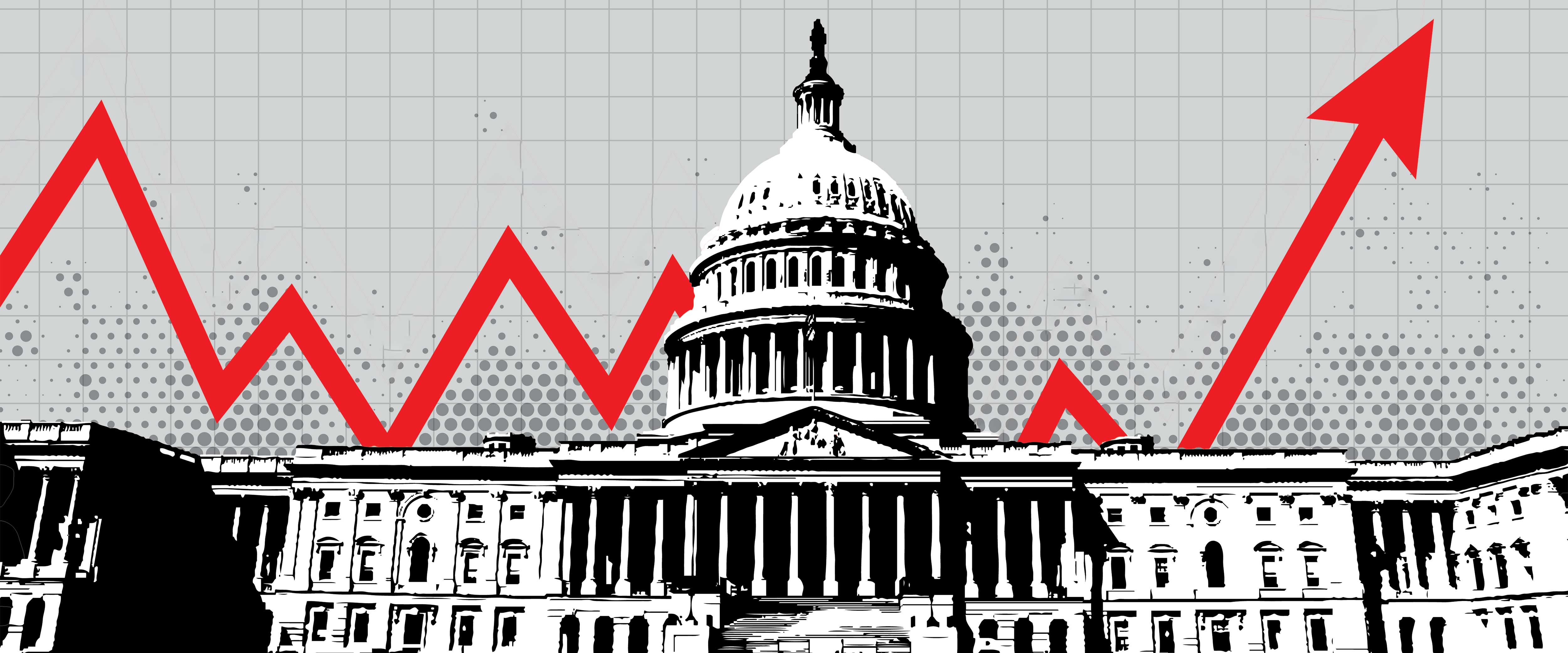 US Capitol with a chart line