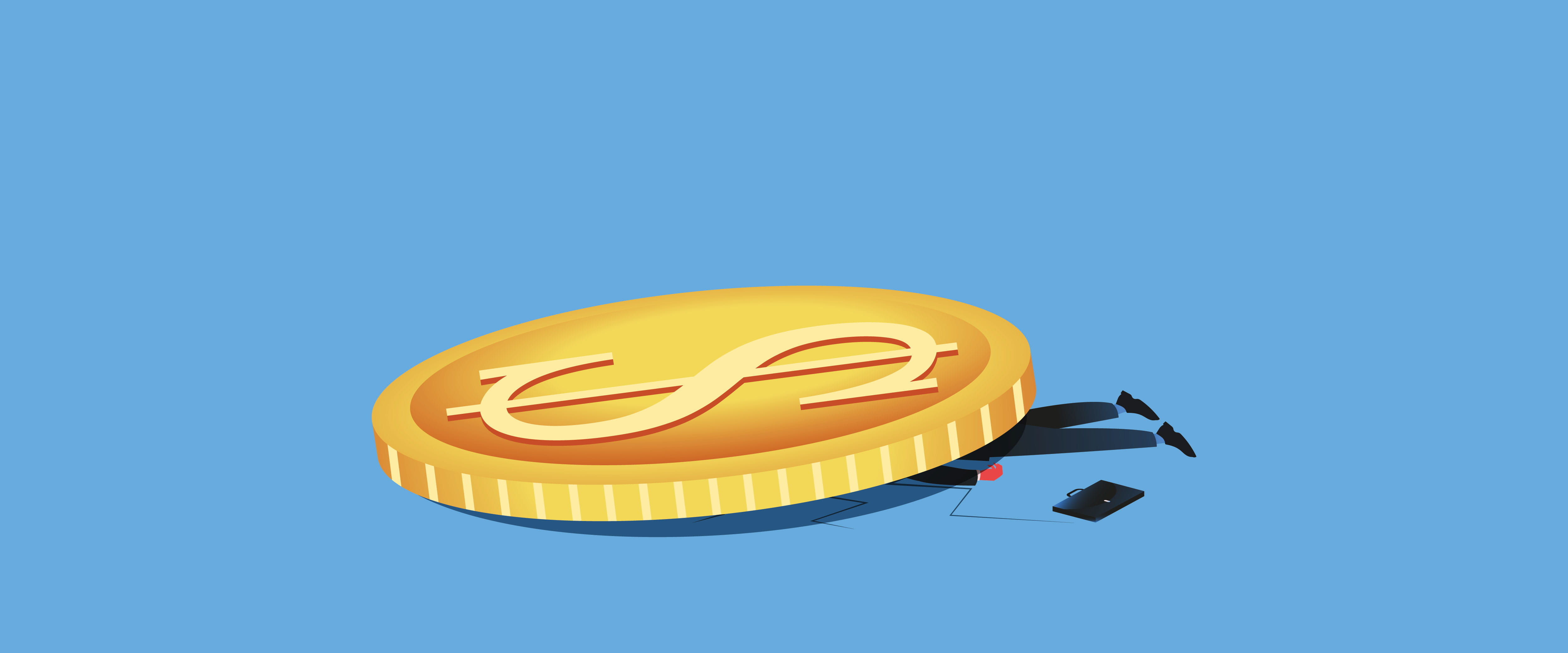 Businessman crushed by giant coin