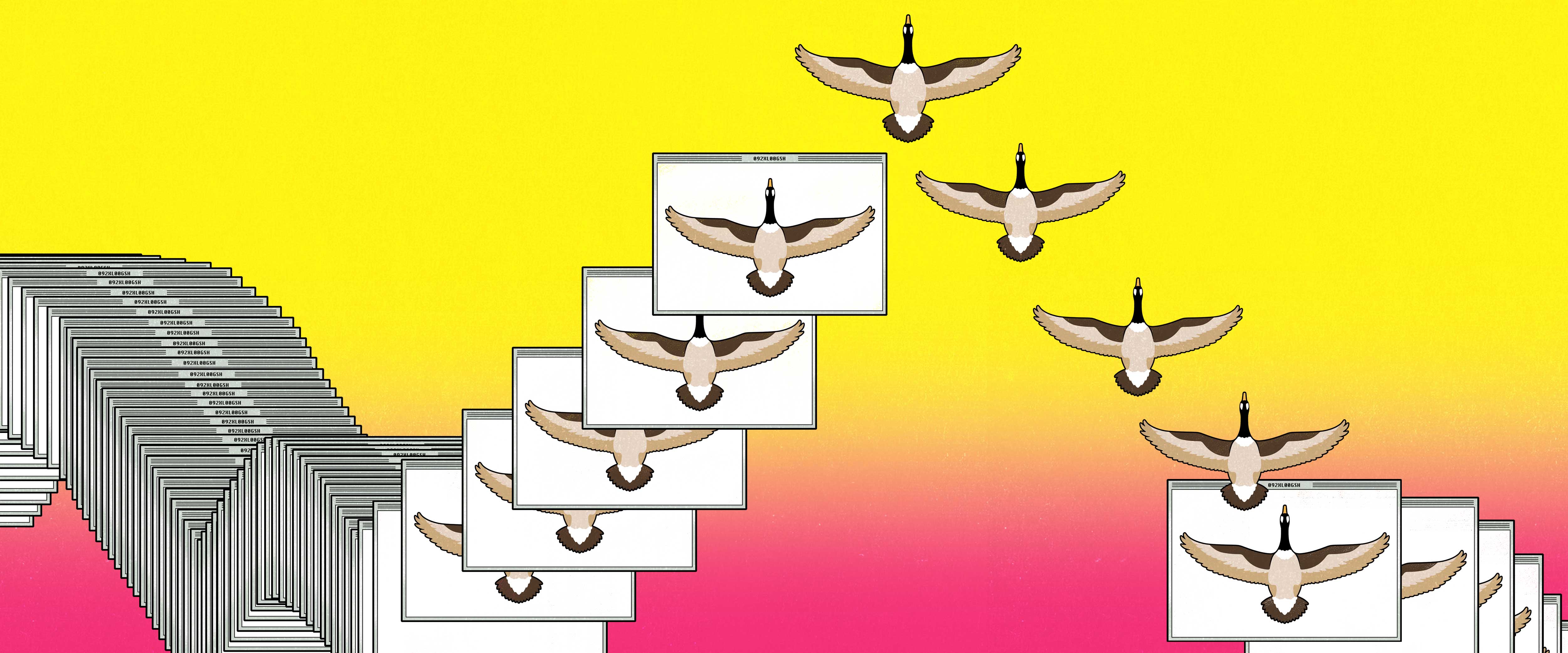 Flock of real and digital geese