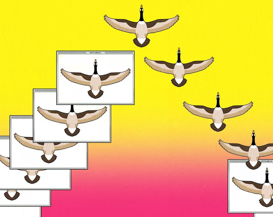 Flock of real and digital geese