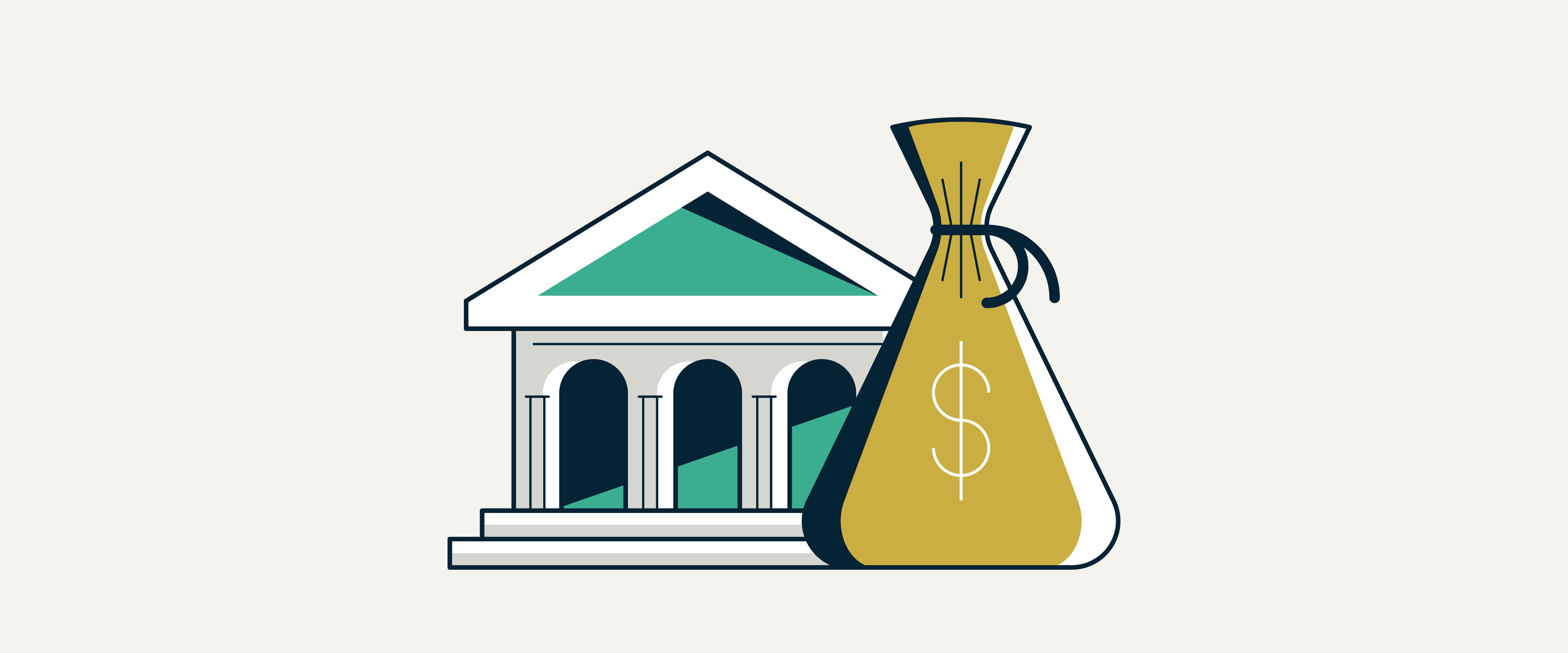 Government building and bag of money