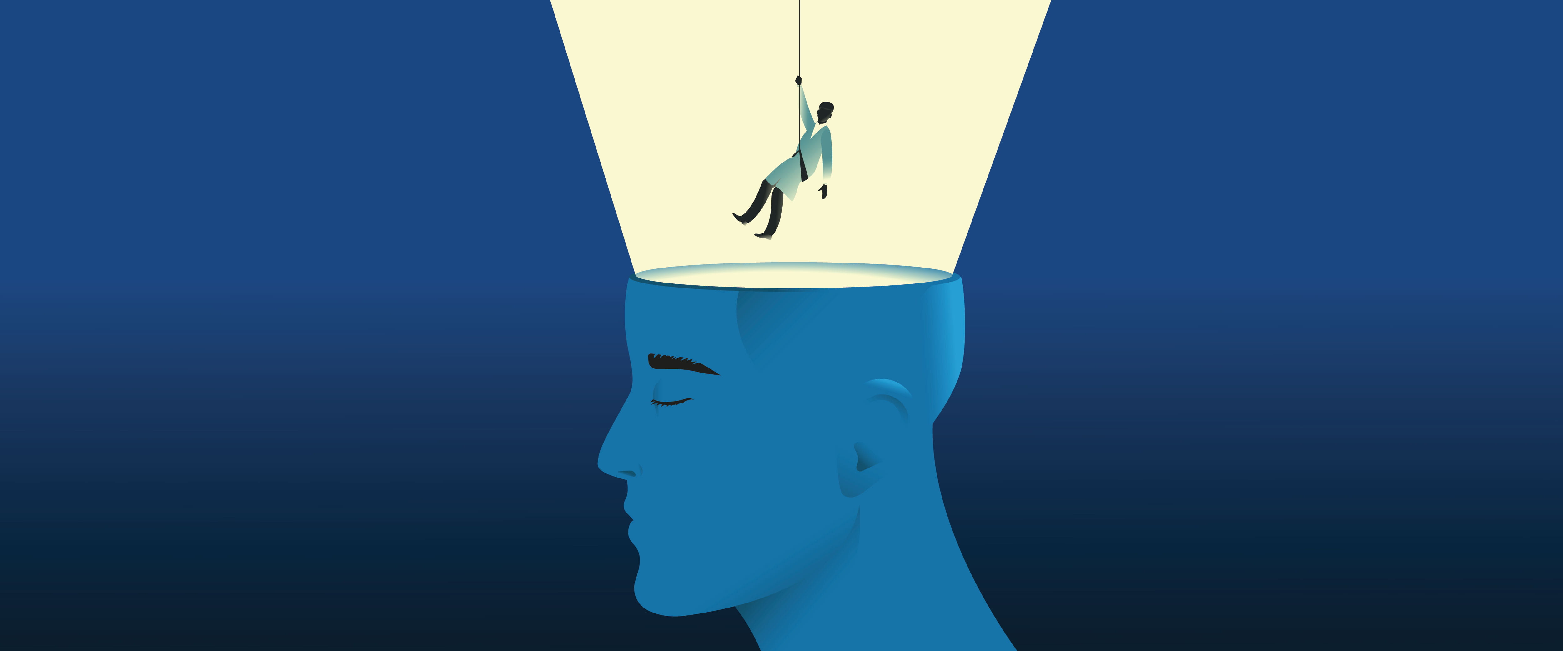 Scientist exploring human head