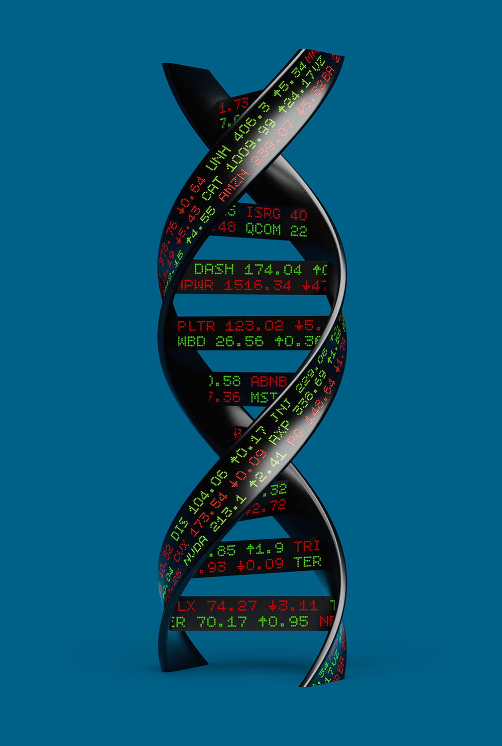 Stock ticker in double helix