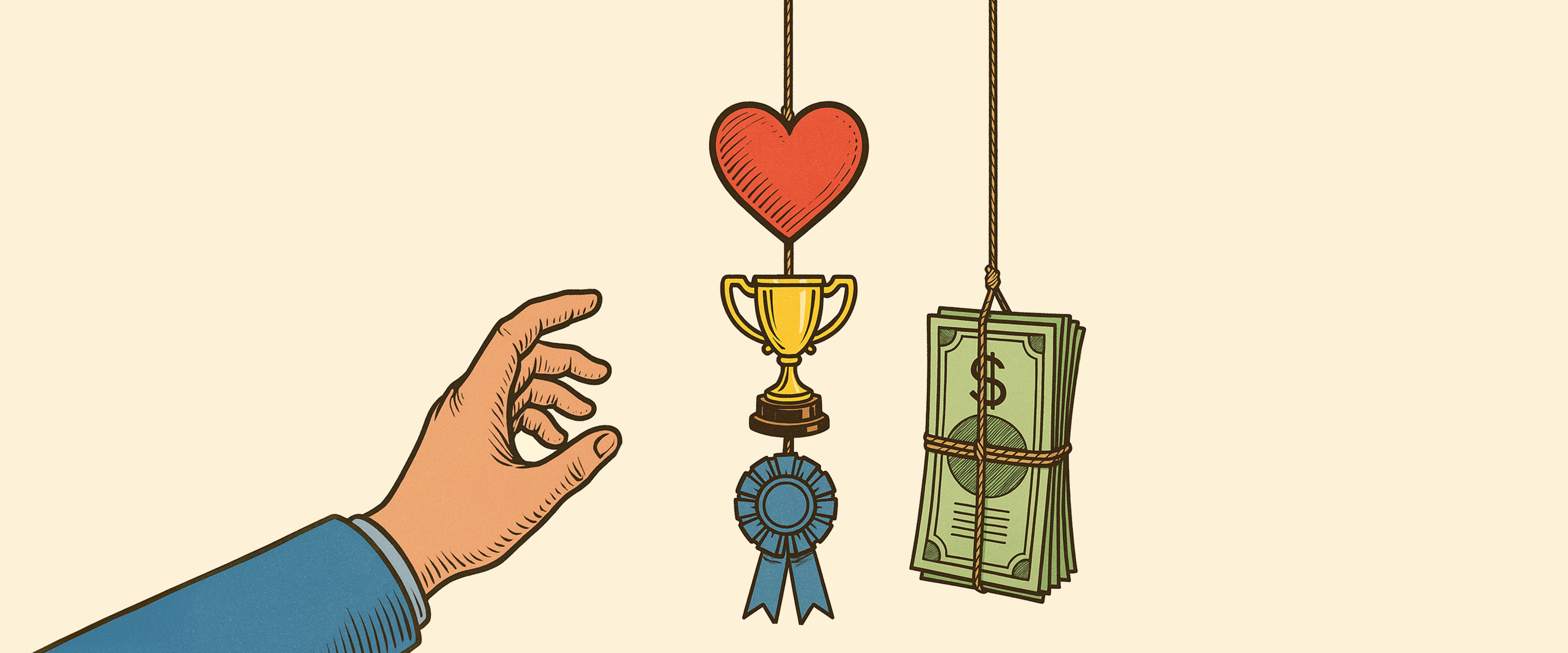 Hand reaching for items