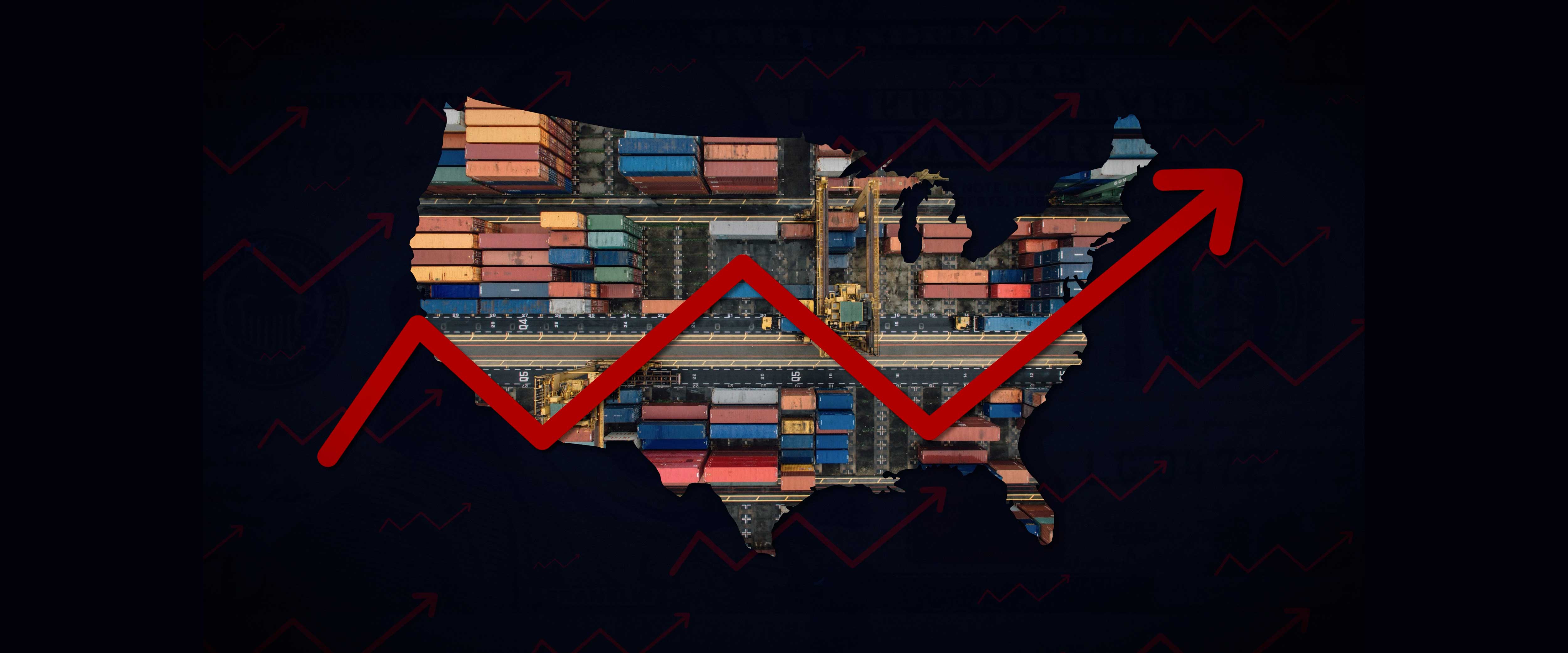 US filled with shipping containers