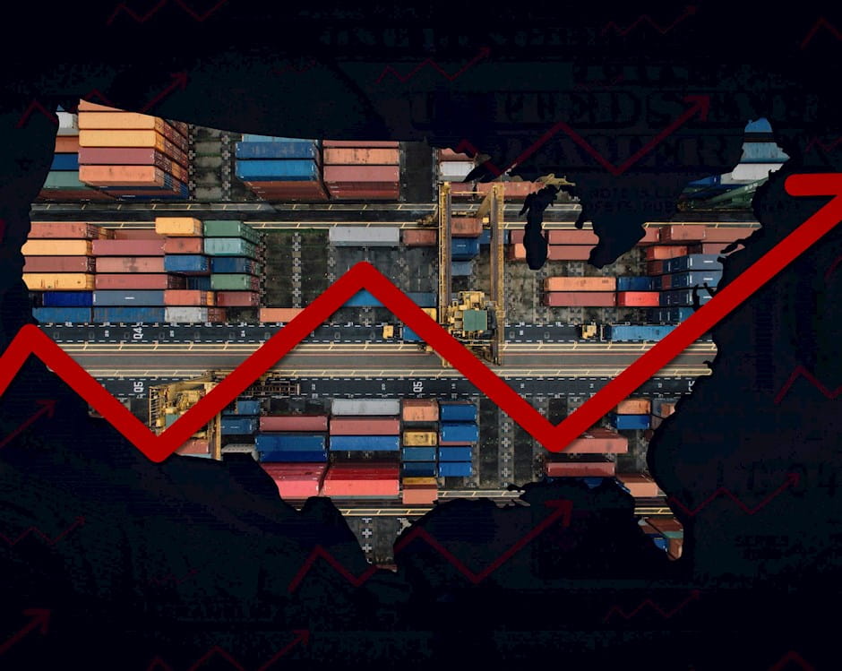 US filled with shipping containers