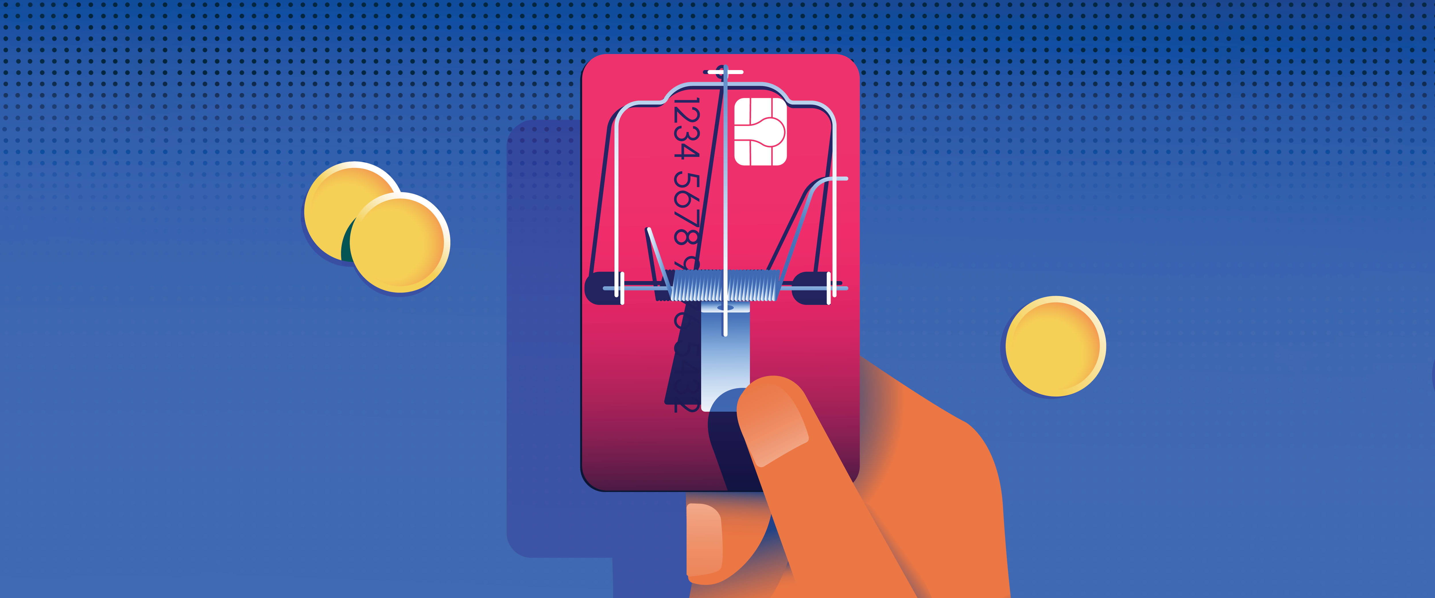 Credit card with mousetrap on it