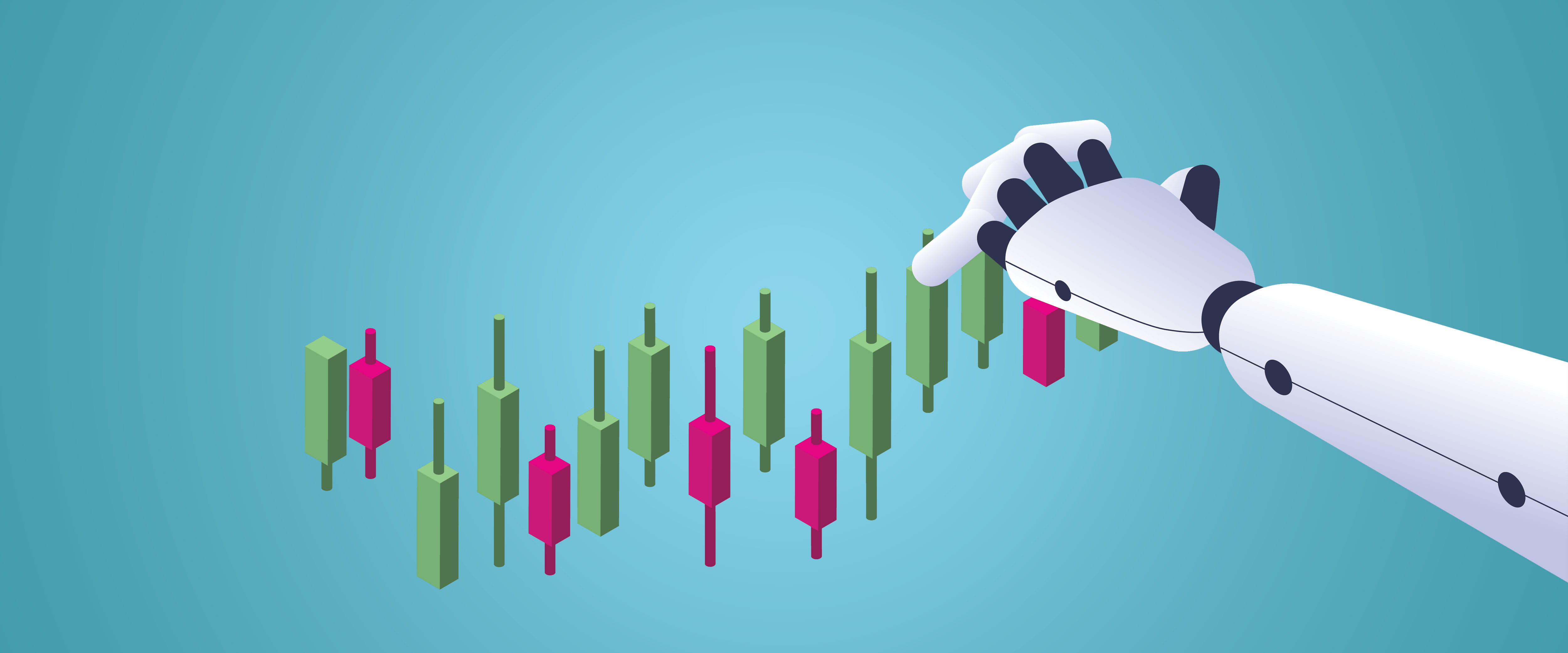 Robot hand adjusting finance chart