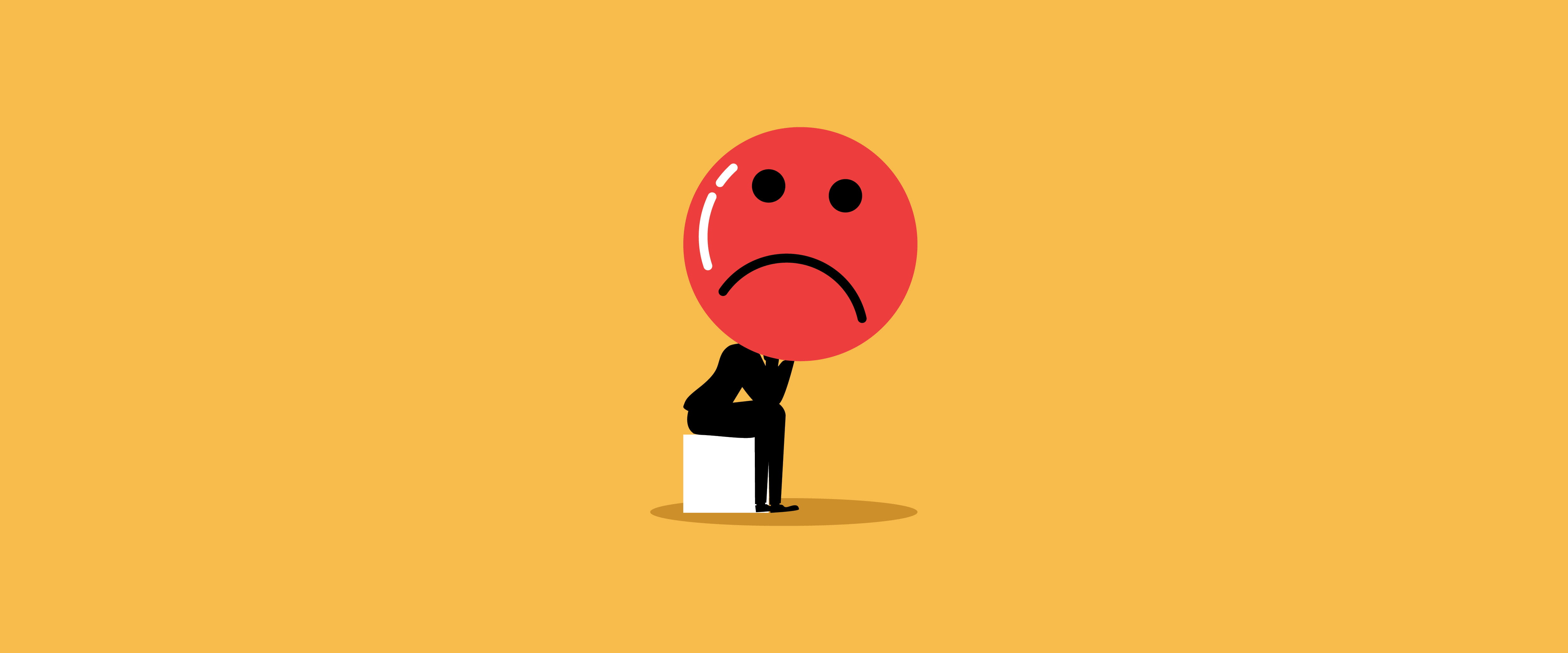 Person with sad emoji head
