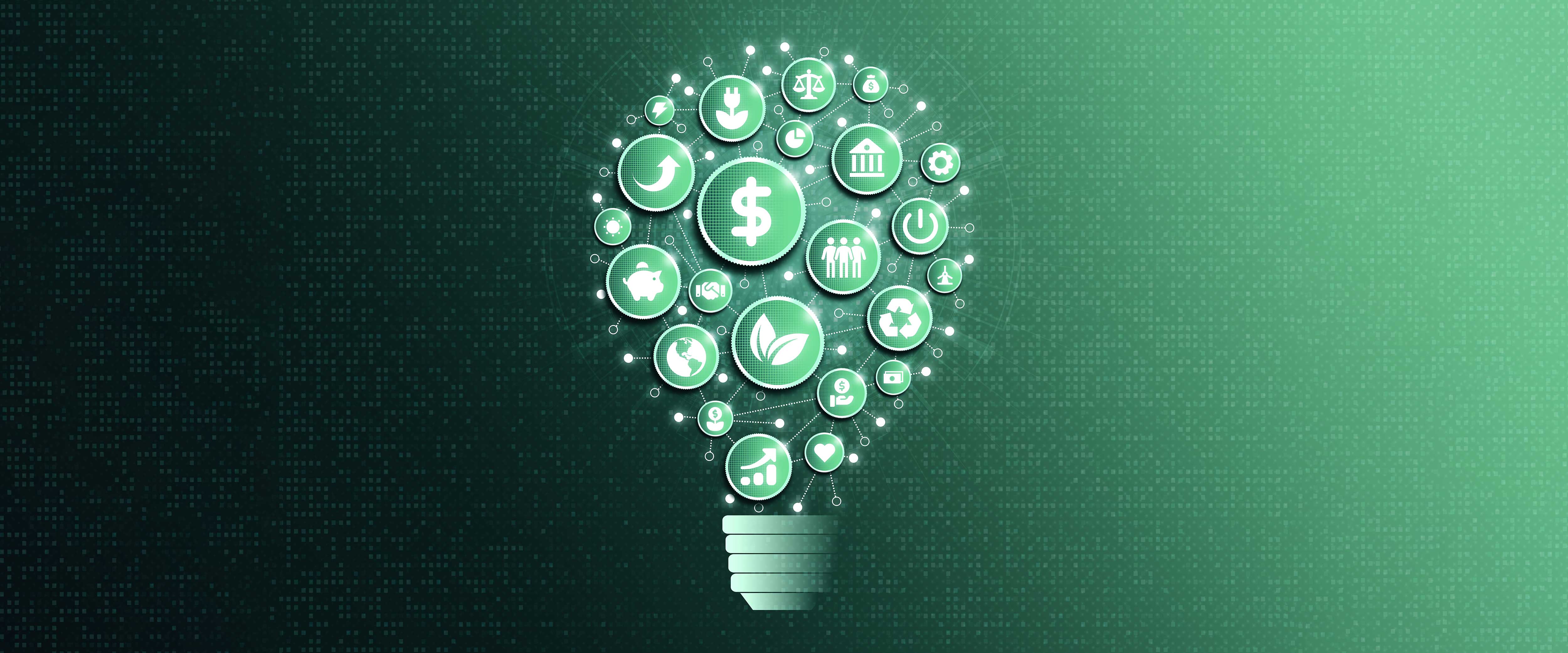Lightbulb made of business icons