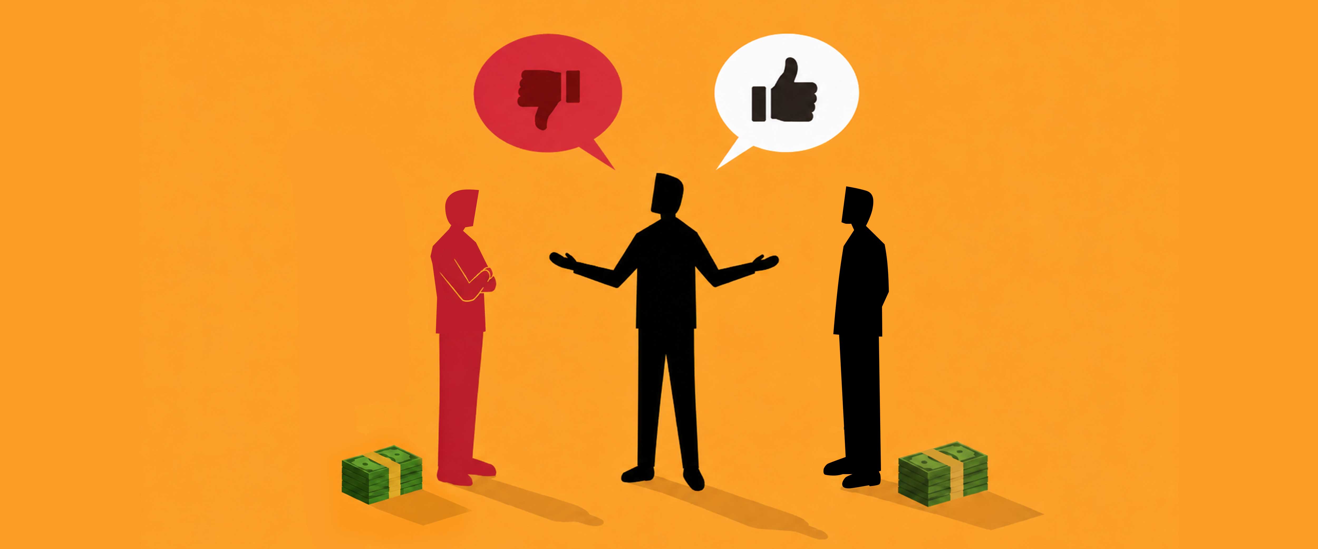 Person negotiating with two different people