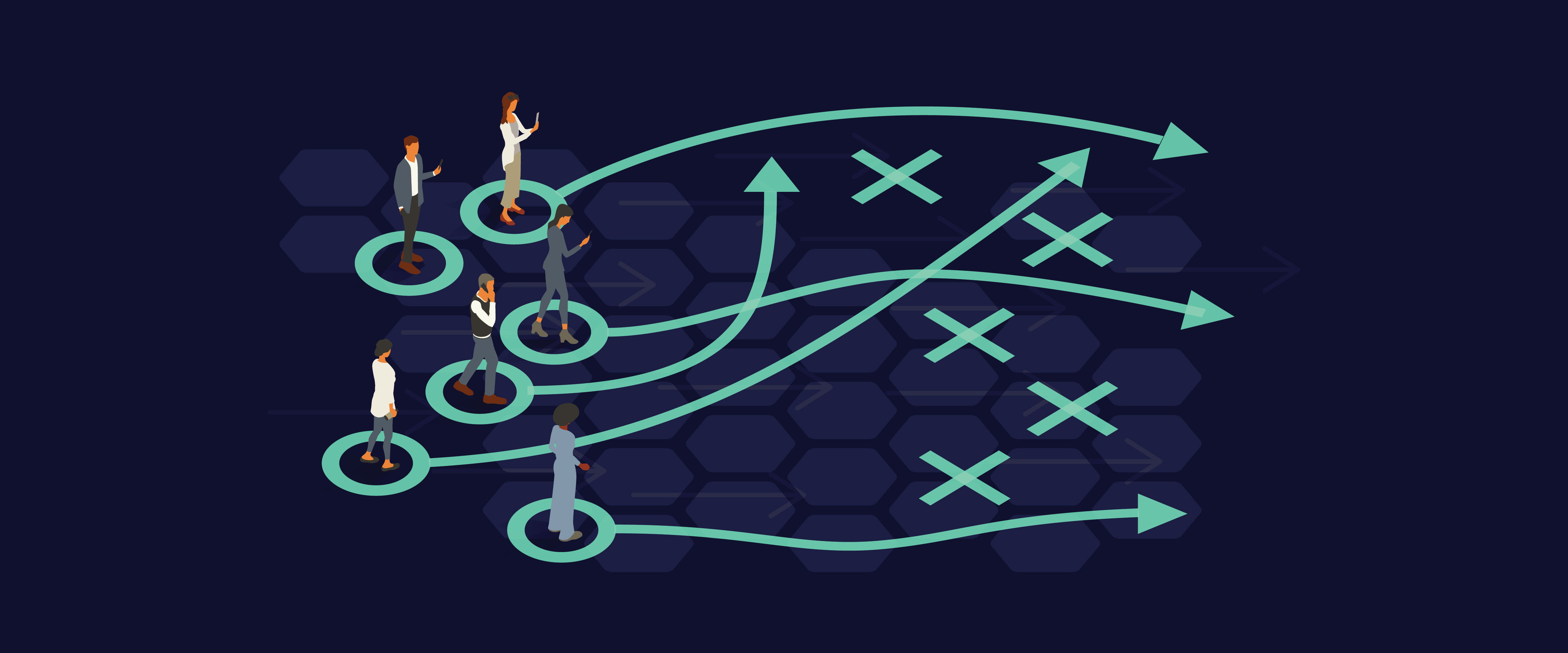 Workers following football-style play diagram