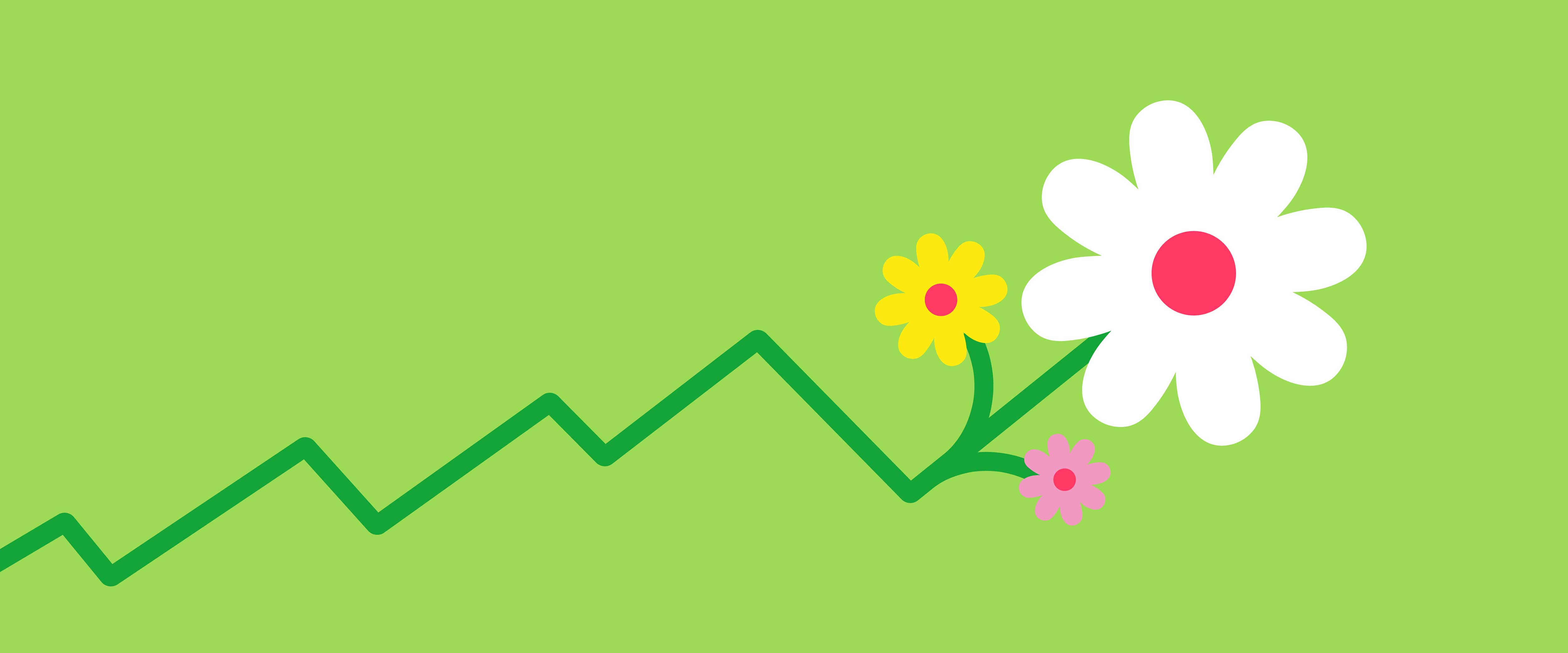 Flower growing in shape of line chart
