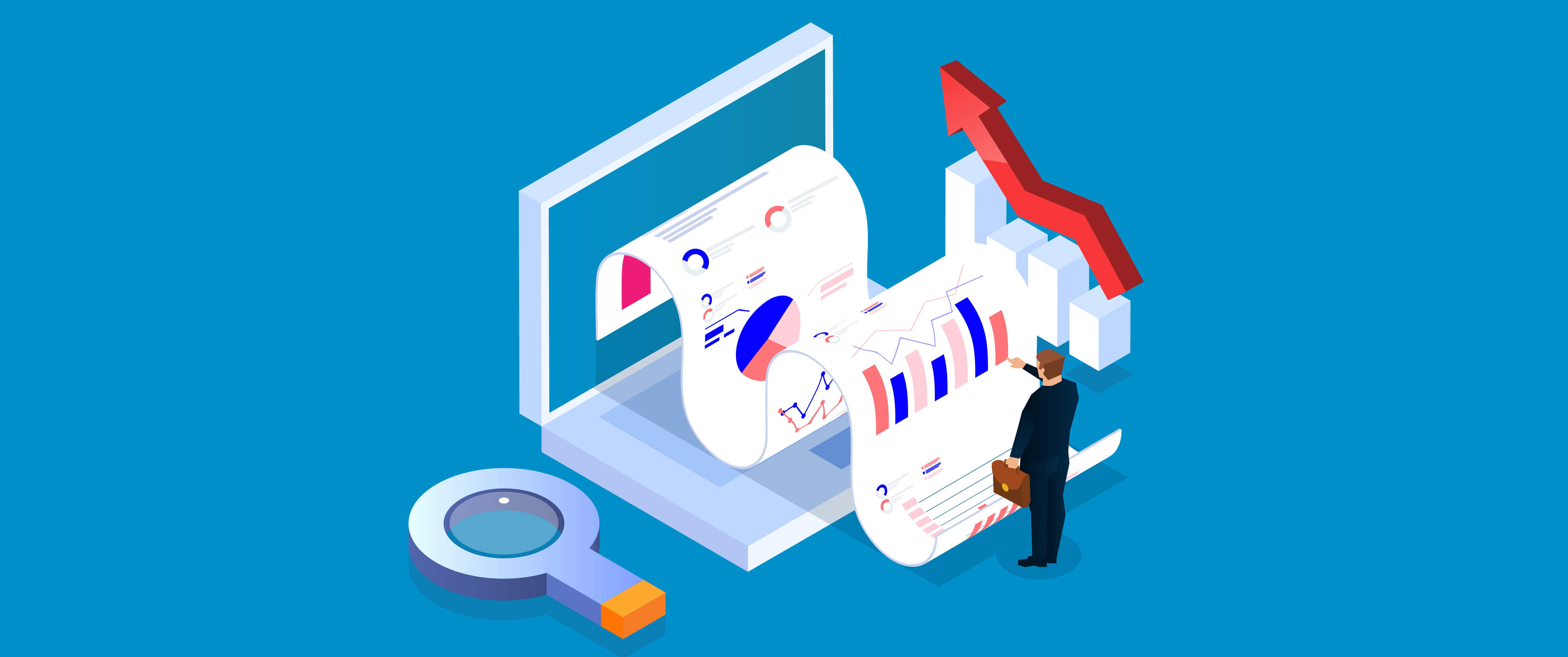 Person evaluating a page of data coming out of a computere