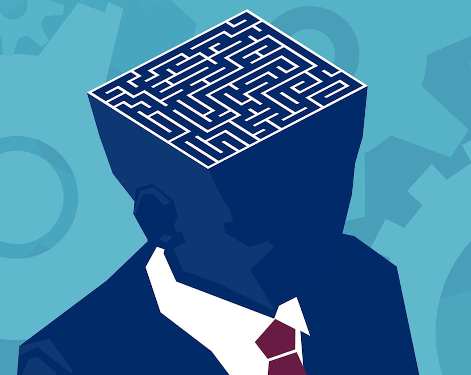 Man with the top of his head as a maze