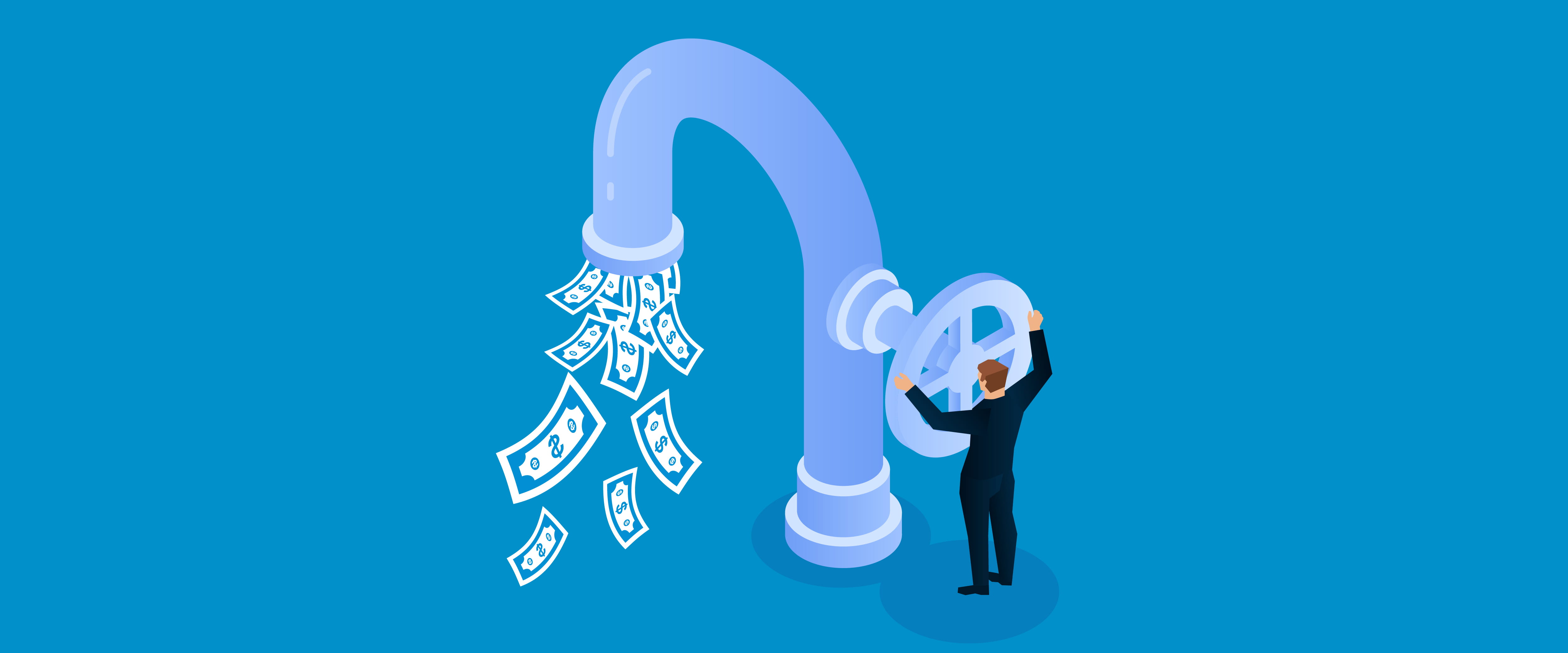 Man opening a valve so money can flow