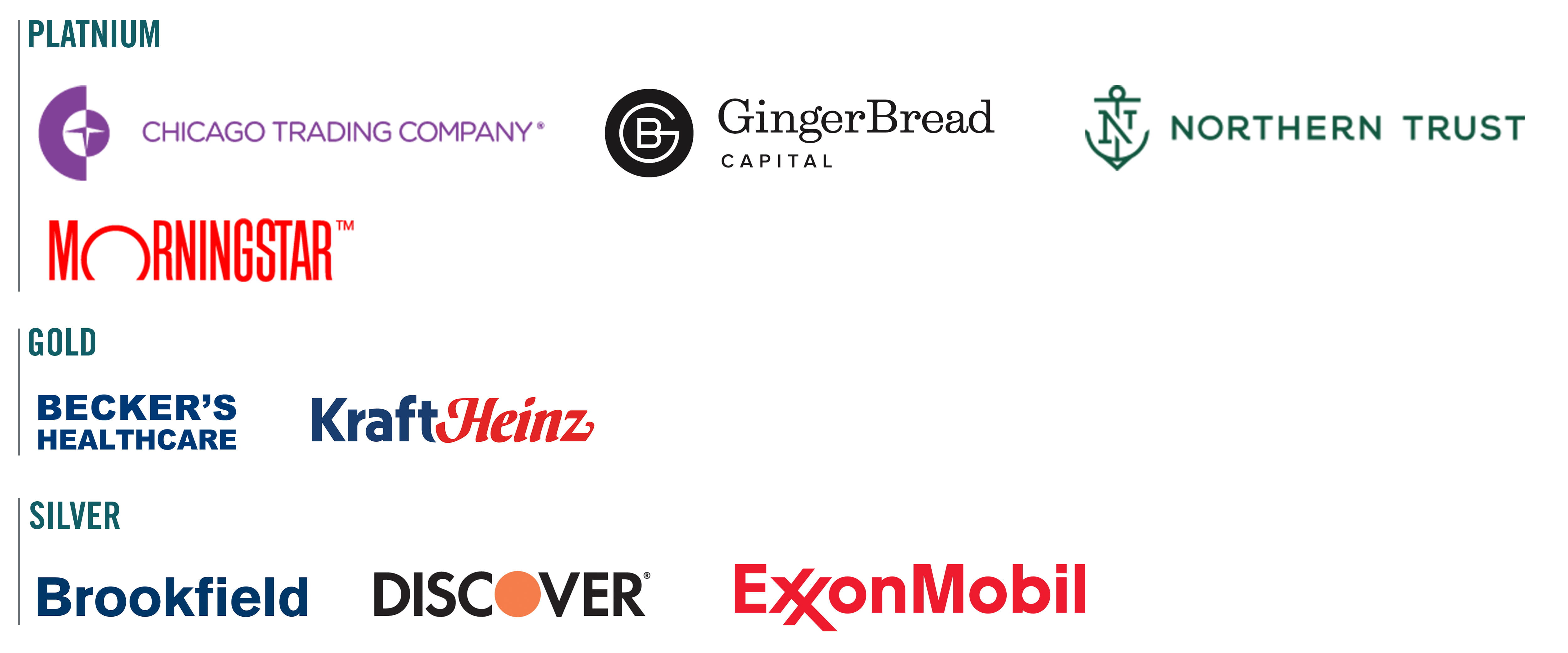 list of our sponsors for the Booth Women Connect conference