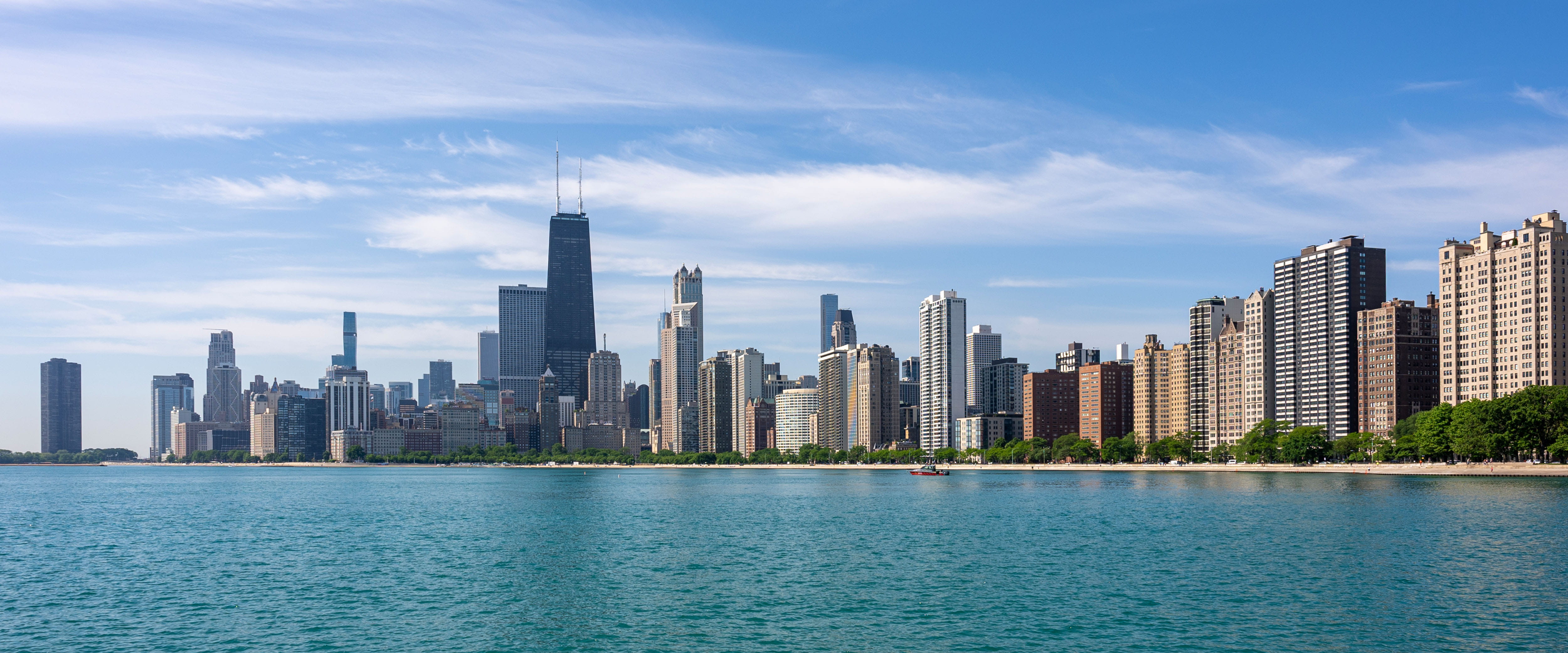 Chicago skyline from lake Michigan
