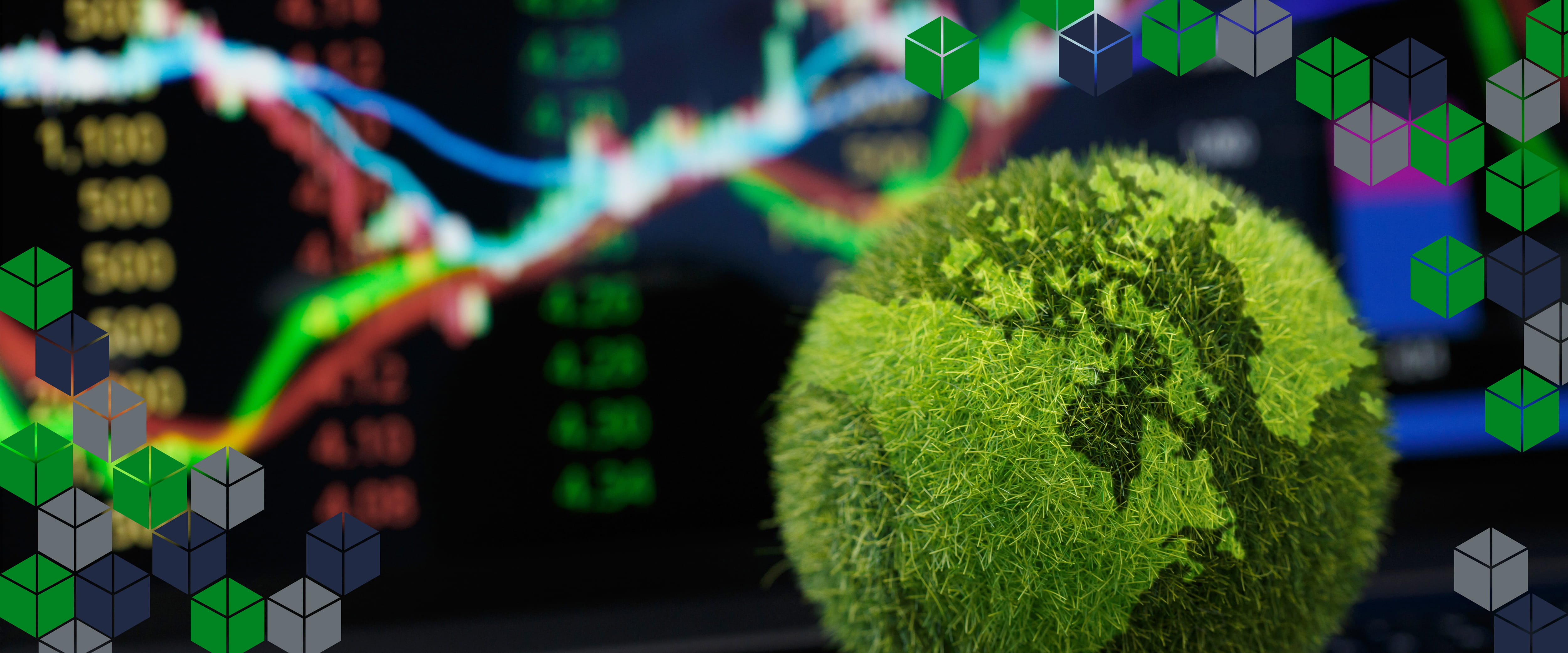 green earth with stock graph in the background