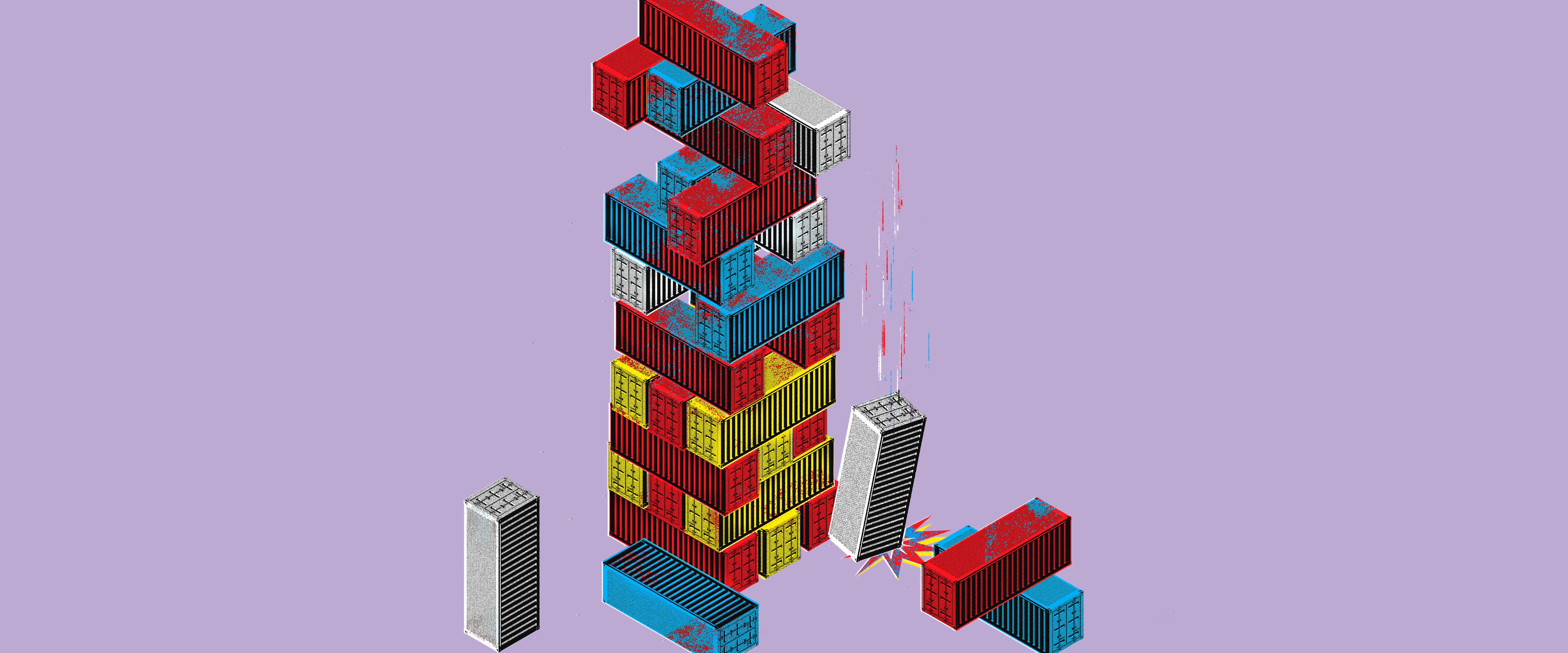 Illustration of shipping containers stacked liked building blocks