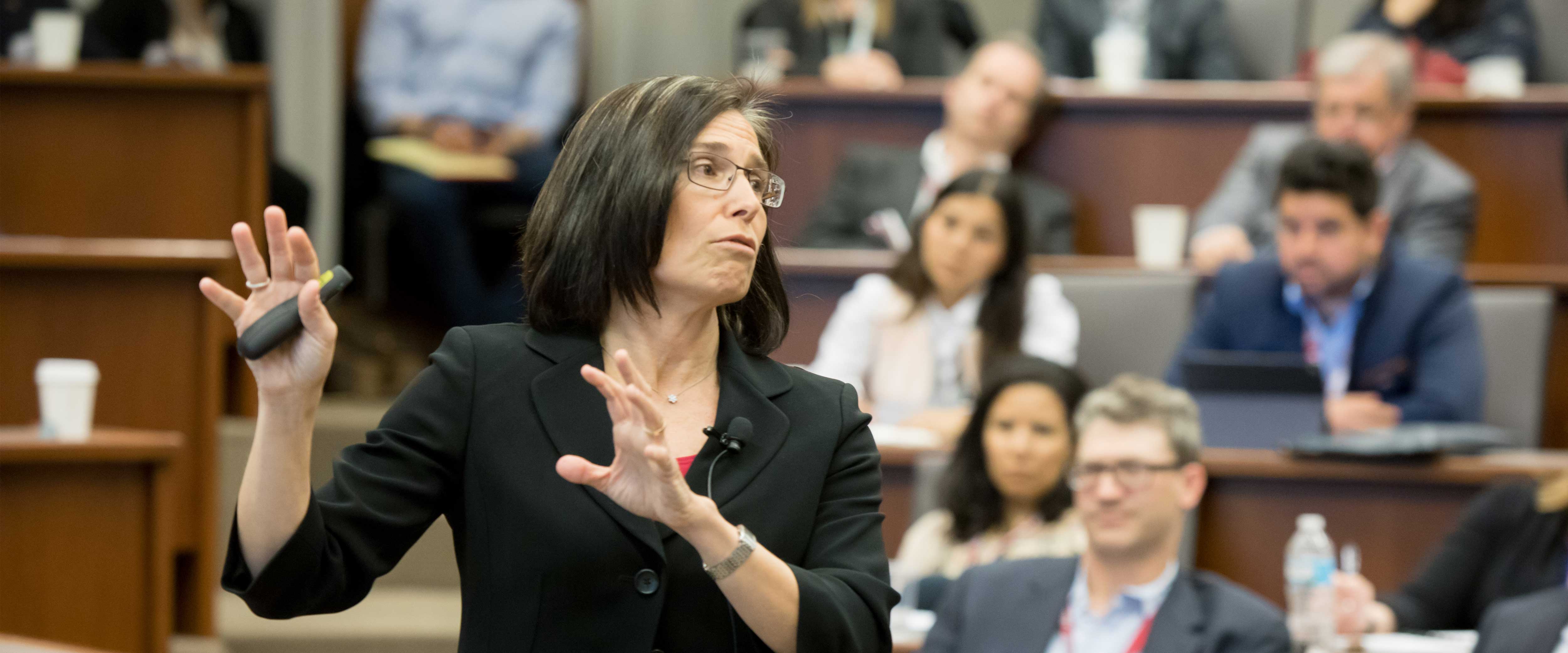 Nicole DeHoratius leading a session at Management Conference