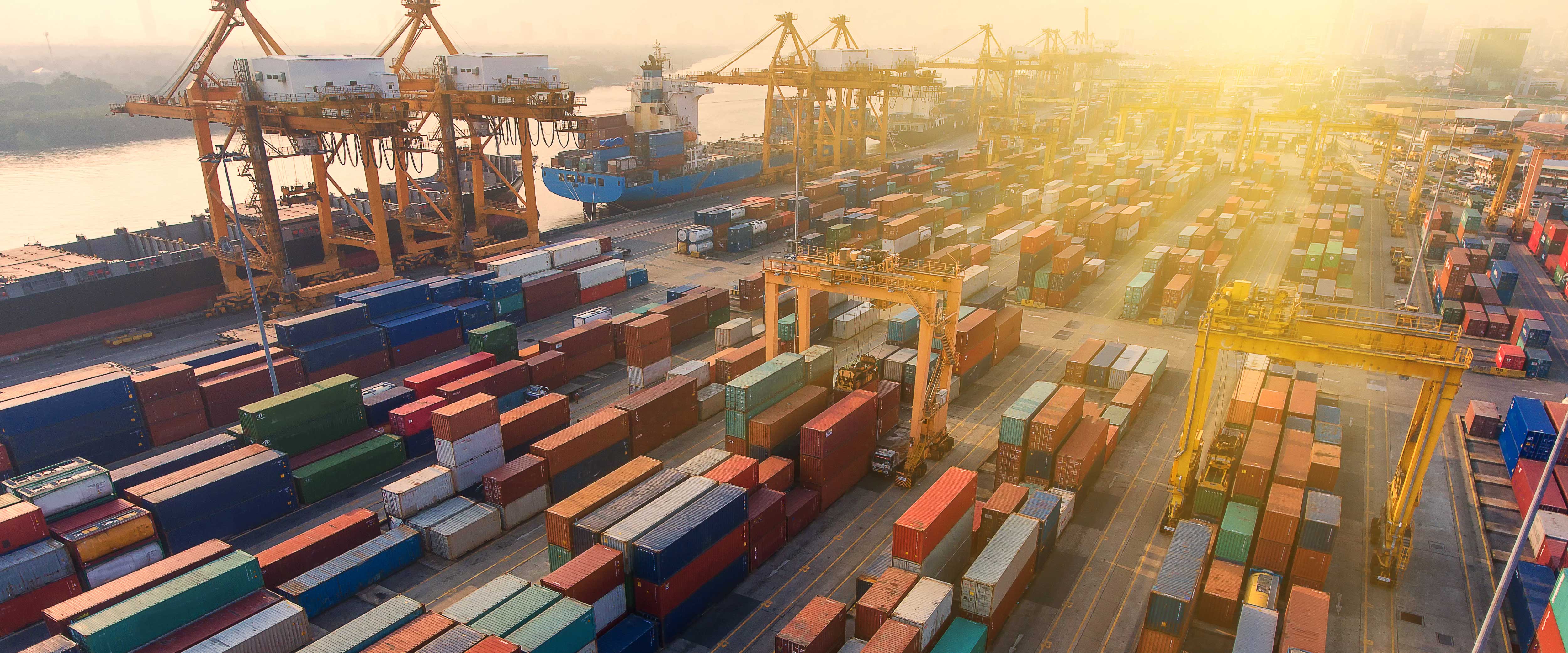 Port of entry with shipping containters