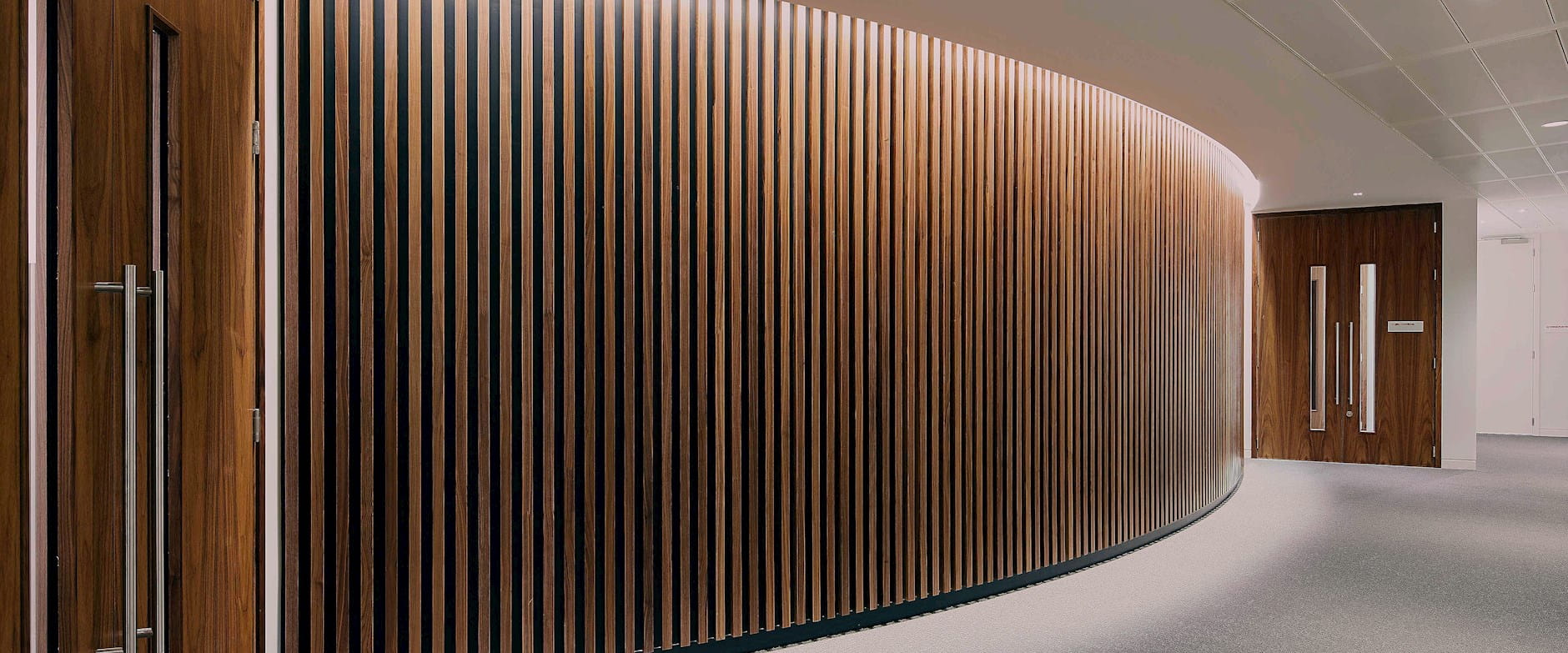 Wood slat curved wall