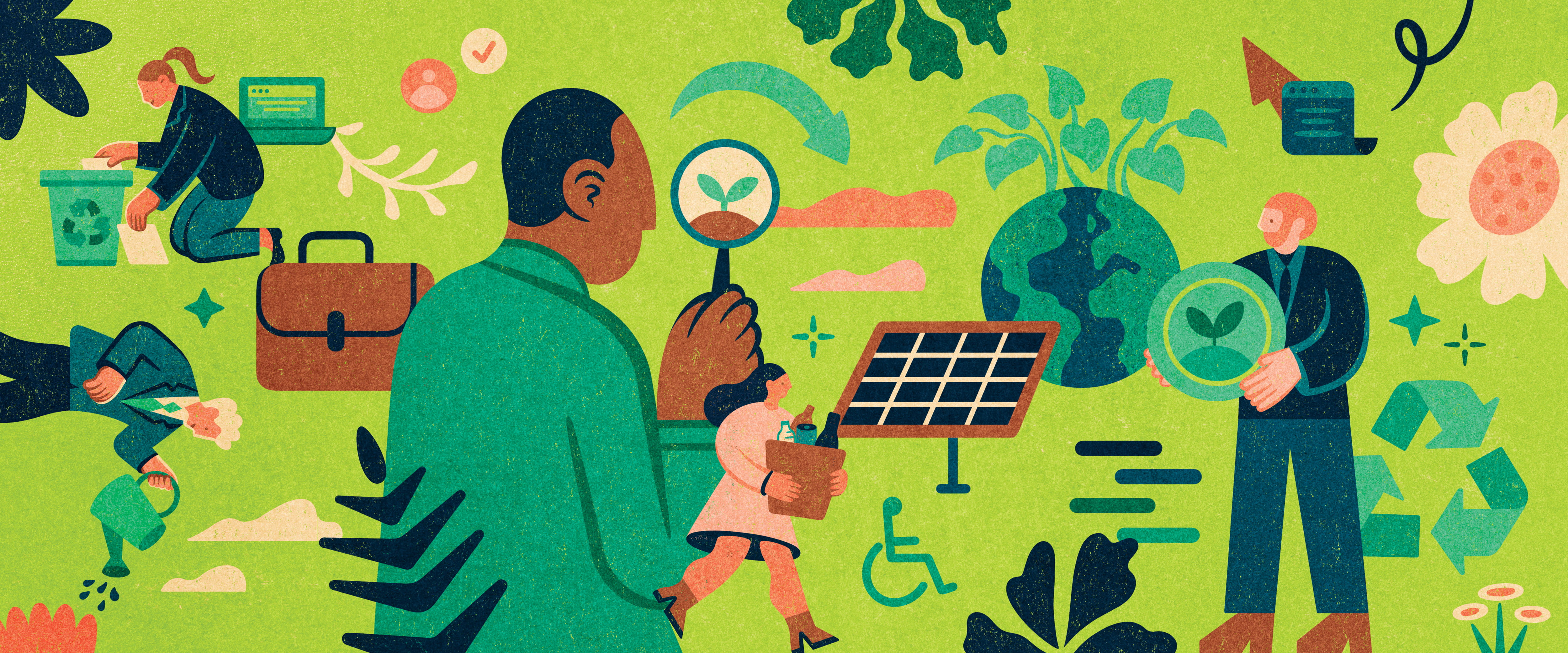 graphic illustration of people helping with social responsibility