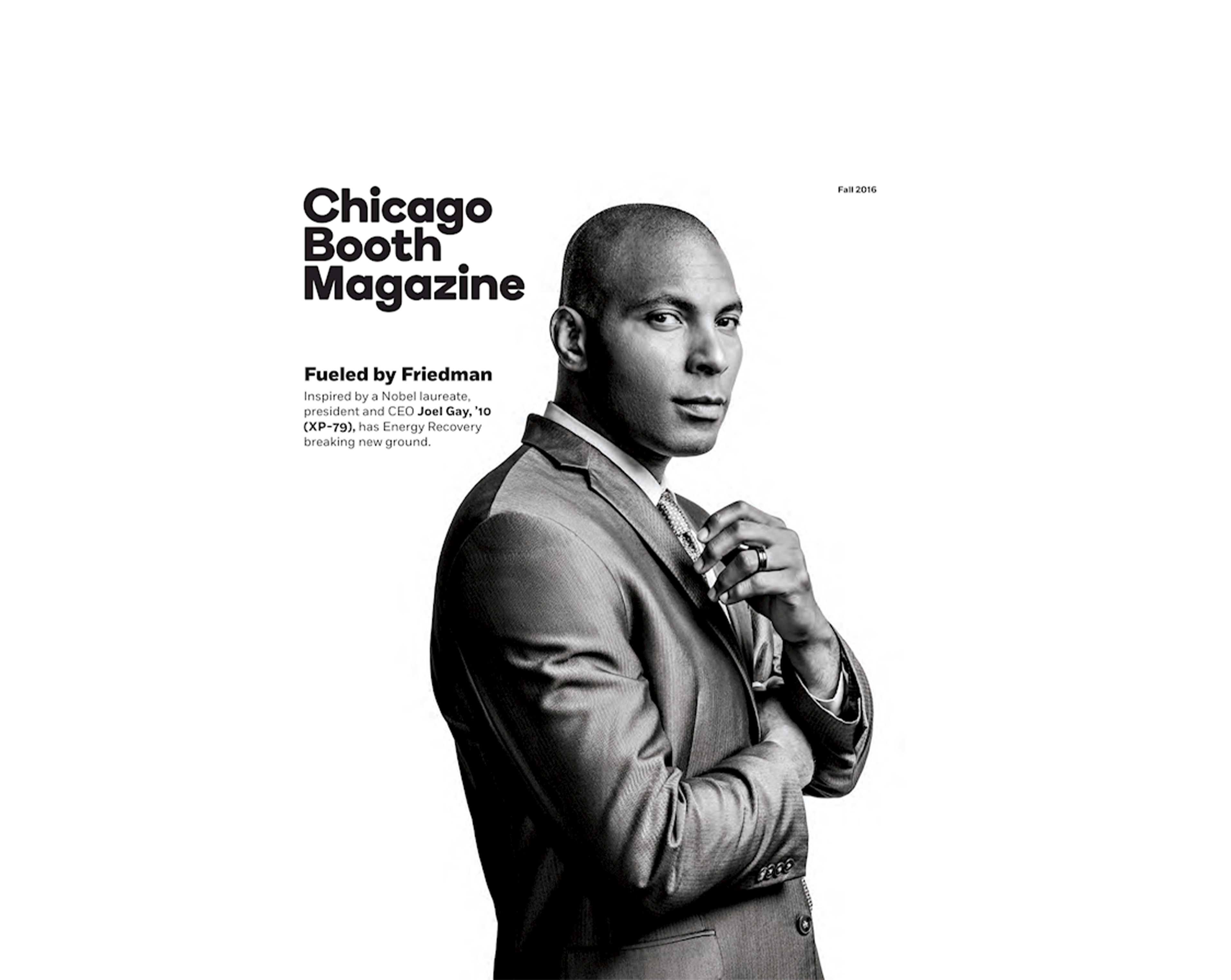 Joel Gay on the cover of Chicago Booth Magazine, Fall 2016