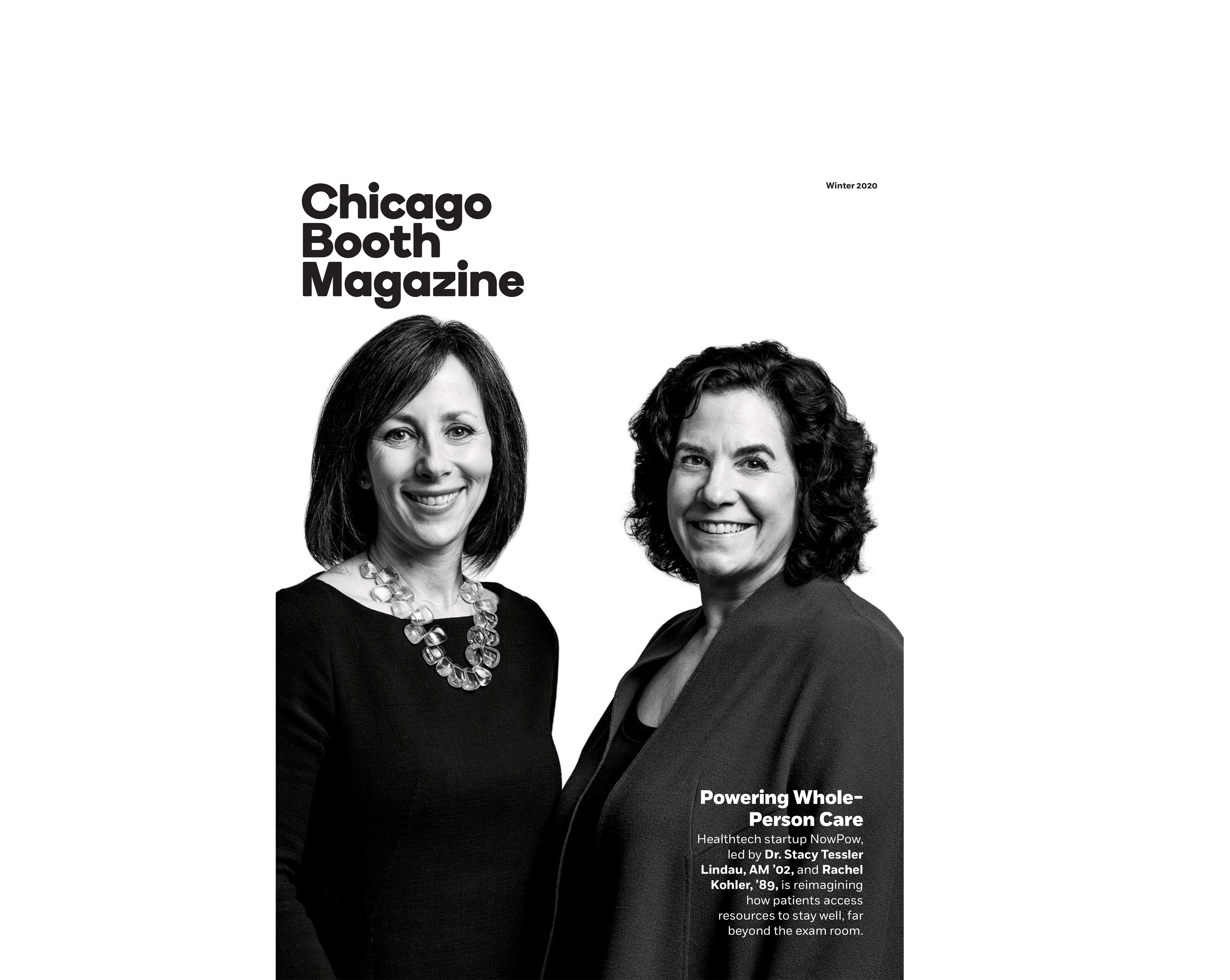 Stacey Tessler Lindau and Rachel Kohler on the cover of Chicago Booth Magazine, Winter 2020