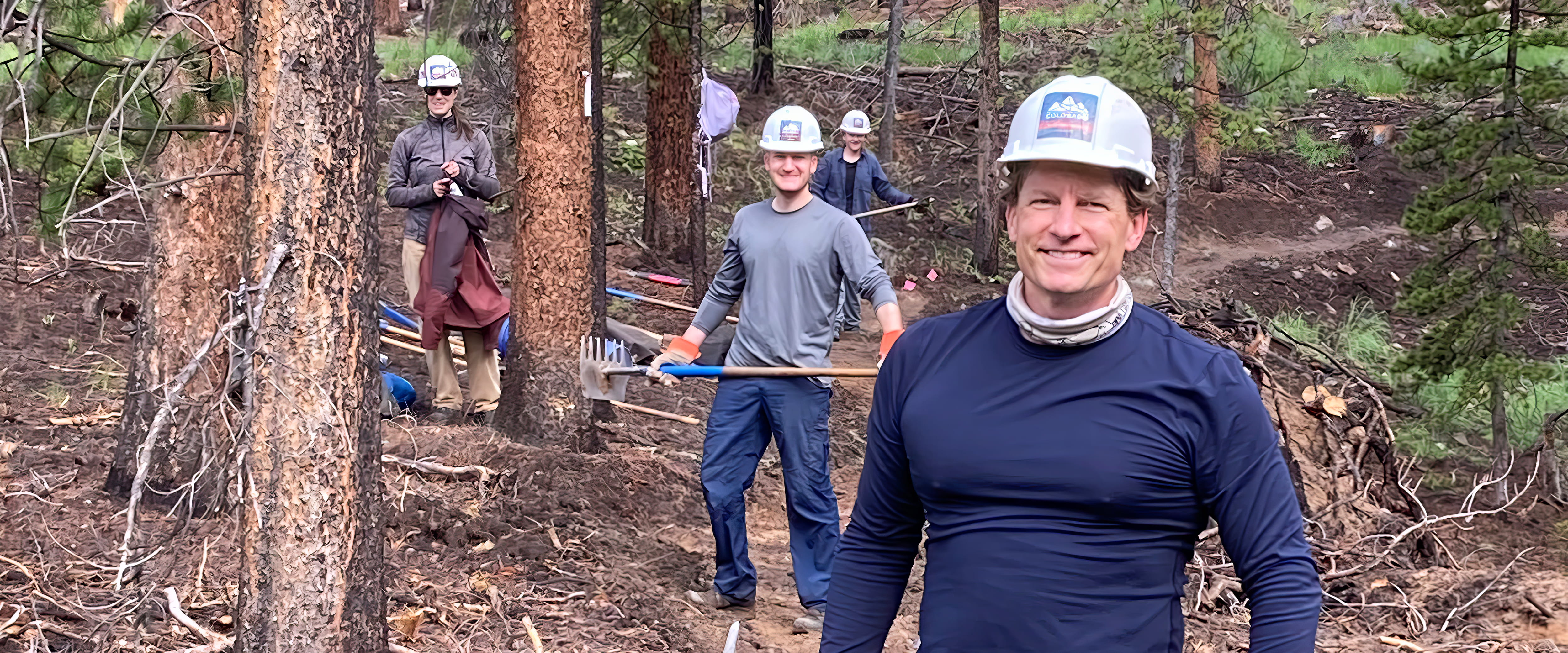 Mike Mattice on a hiking trail with friends