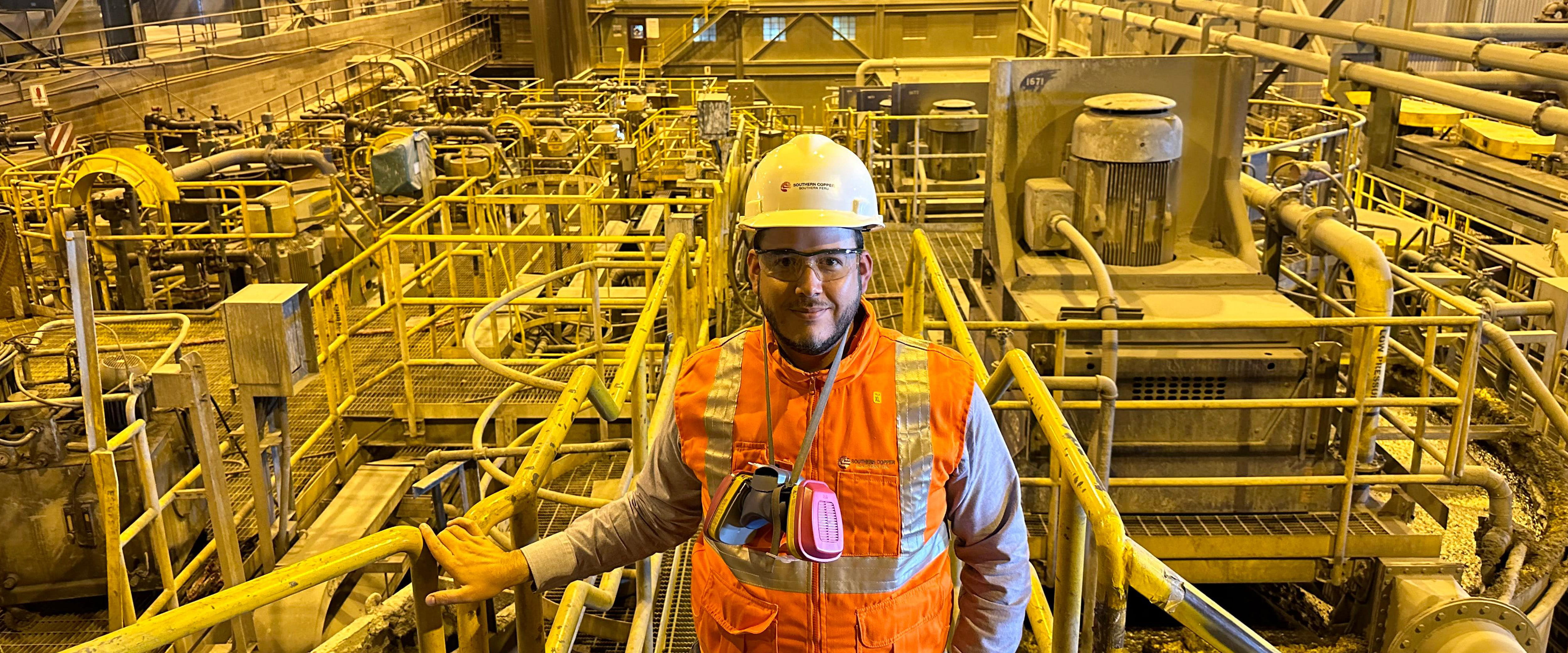 Manuel Hallivis in a working site thats yellow 