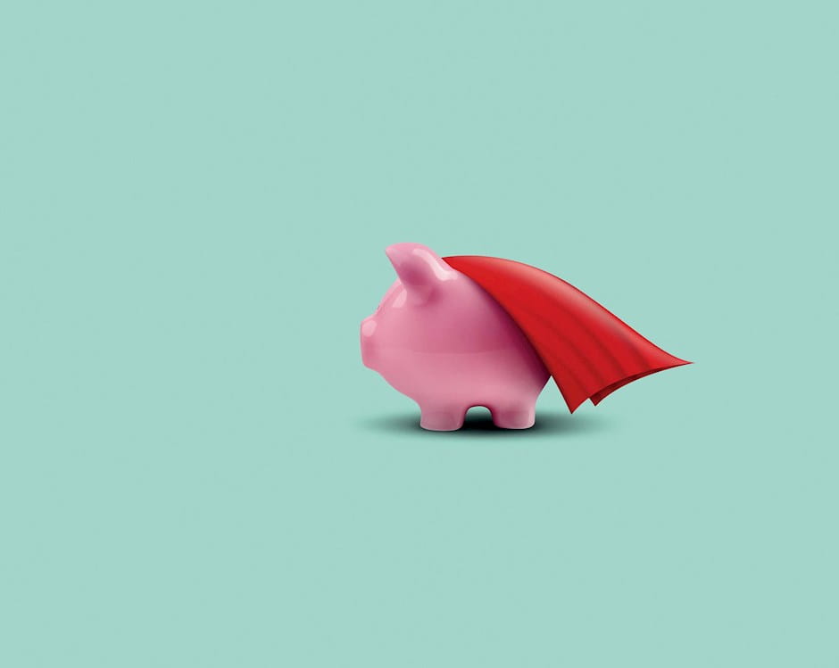 Illustration of a piggy bank wearing a cape