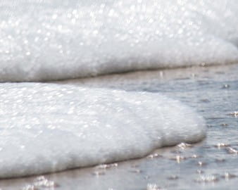 Waves turned to ice on a beach
