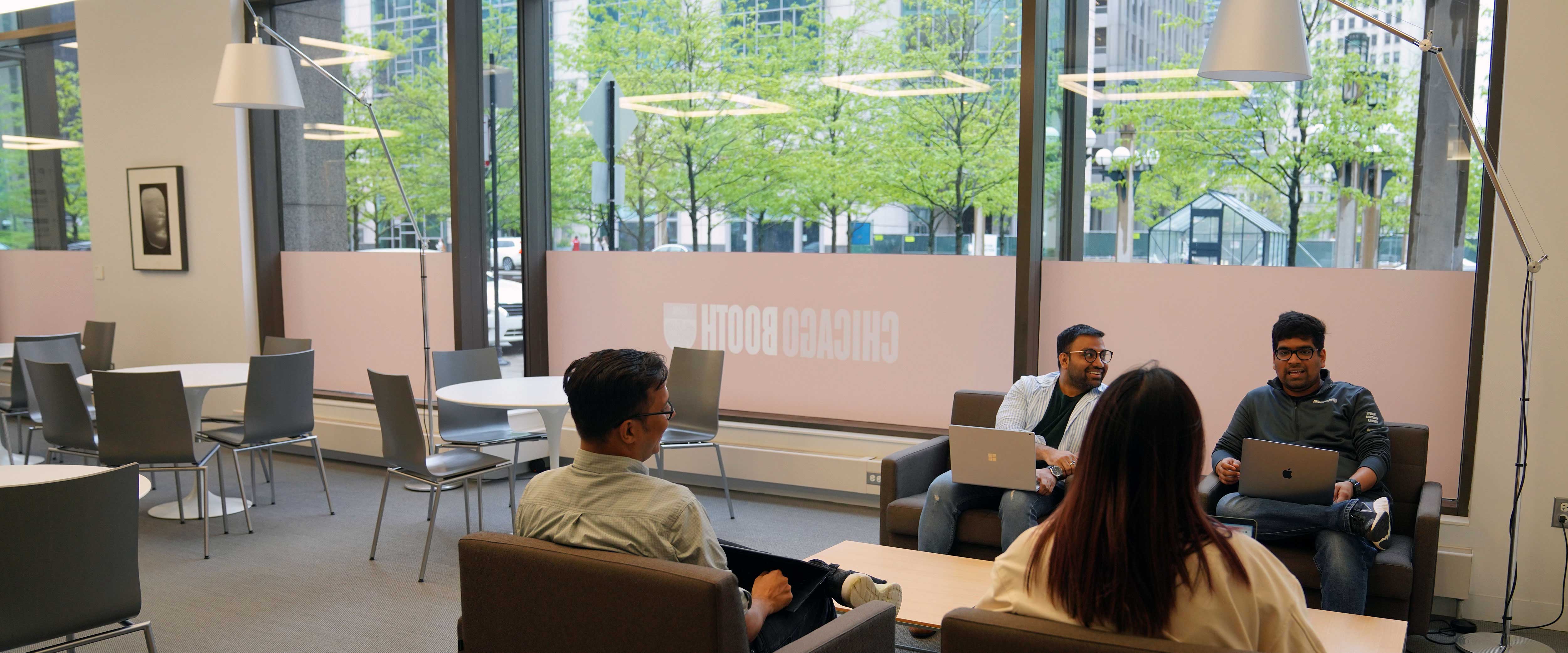 Students collaborating in a study room