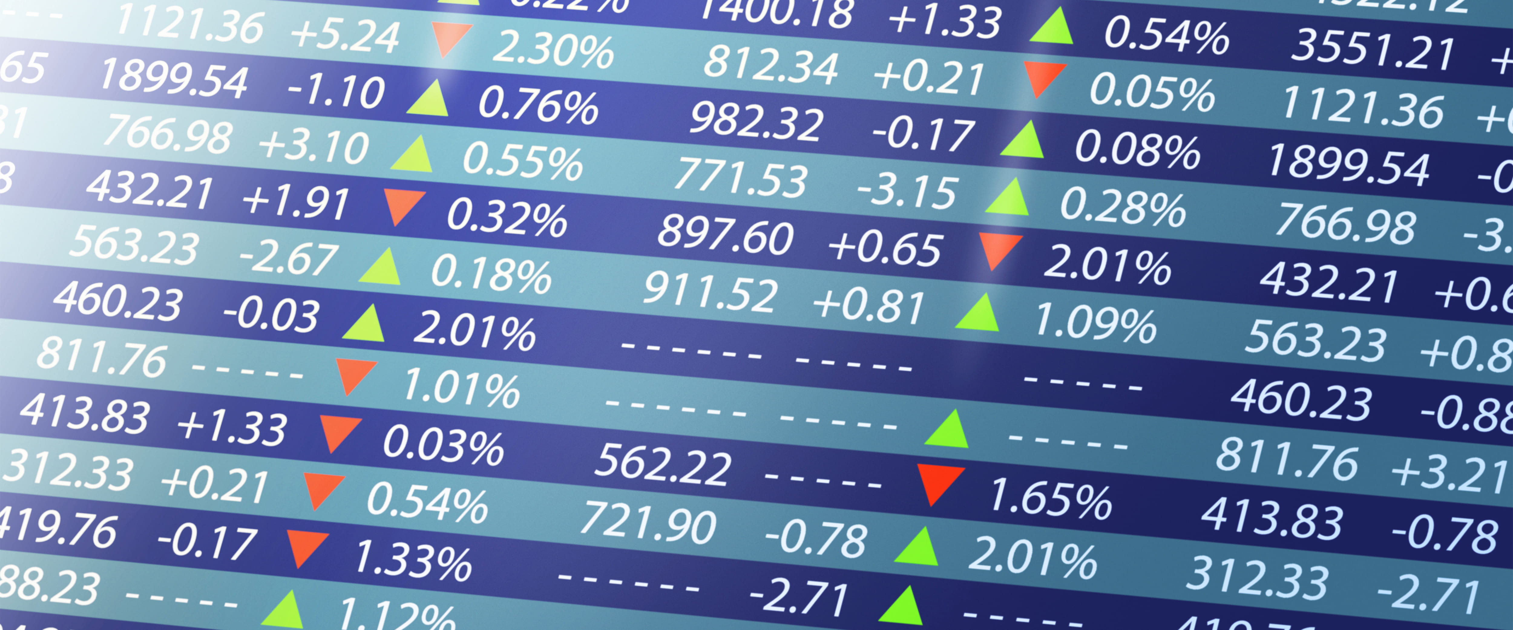 Image of computer screen showing stocks on exchange