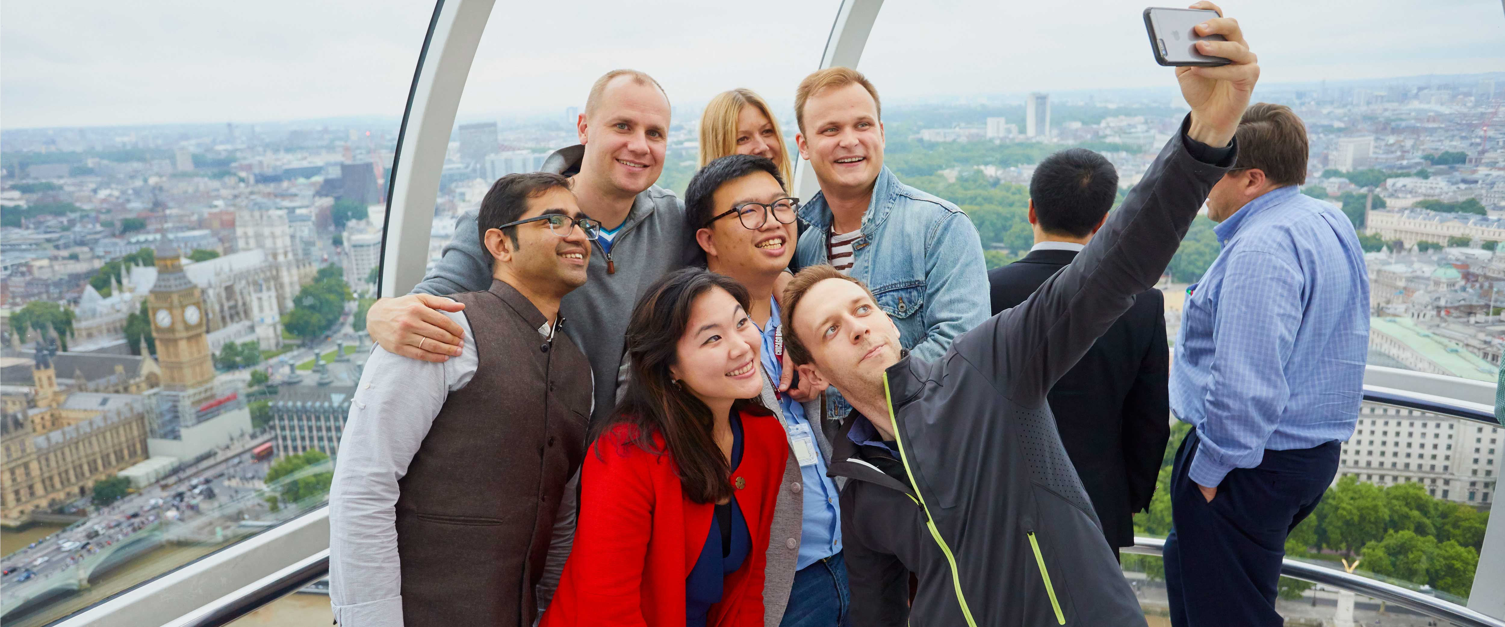 Executive MBA students taking a group selfie
