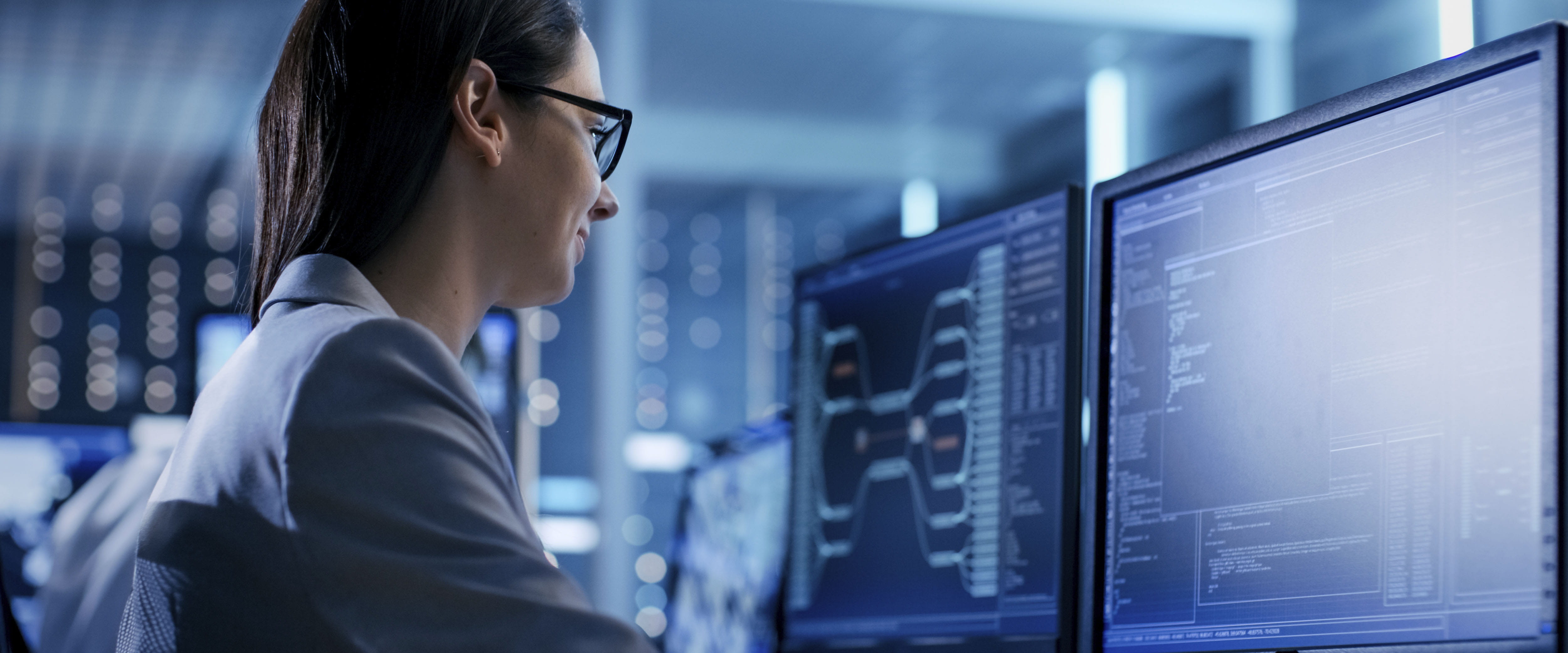 Data scientist working on a computer