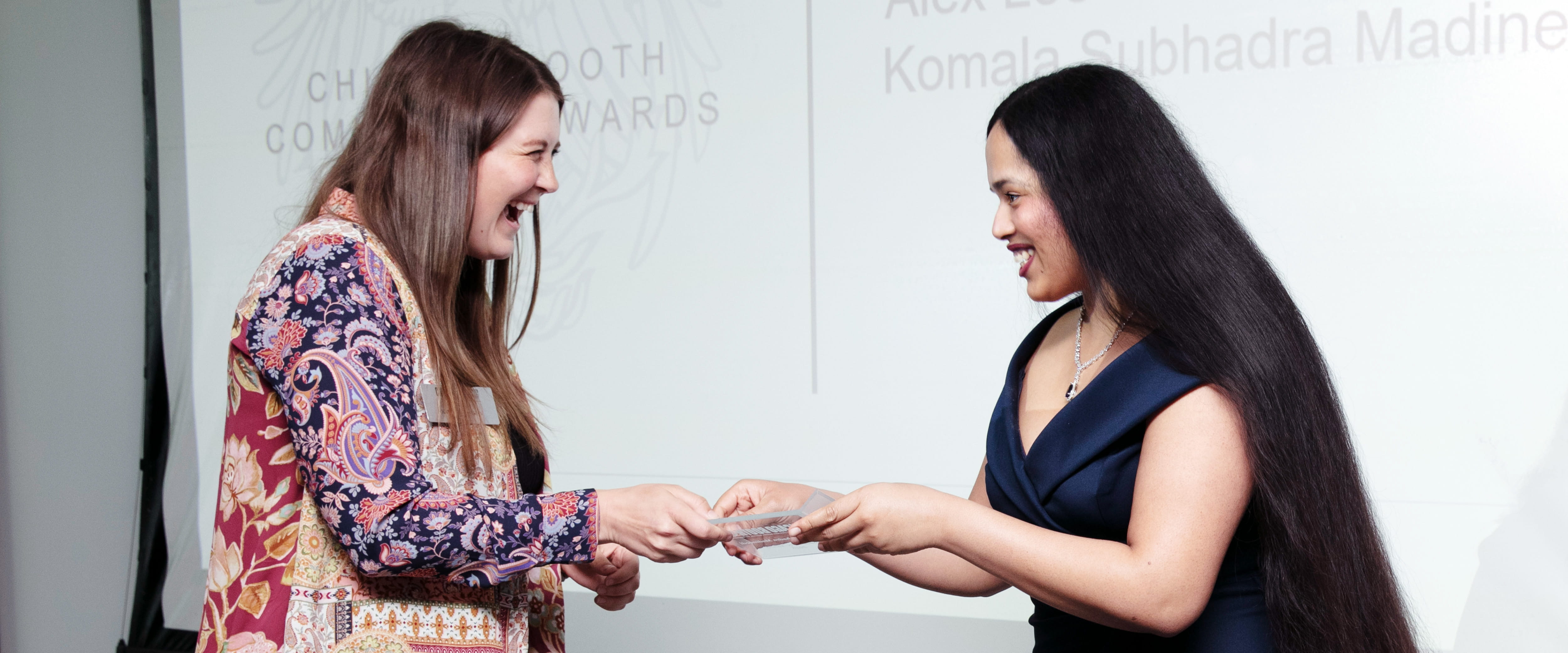 Part-time student accepting an award