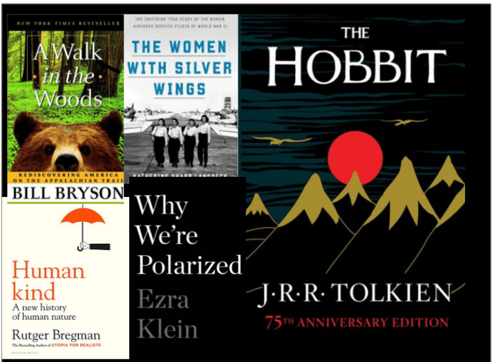 A selection of books chosen by the Booh book club