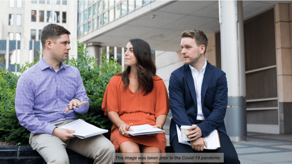 Three students in the Civic Scholars program at Booth