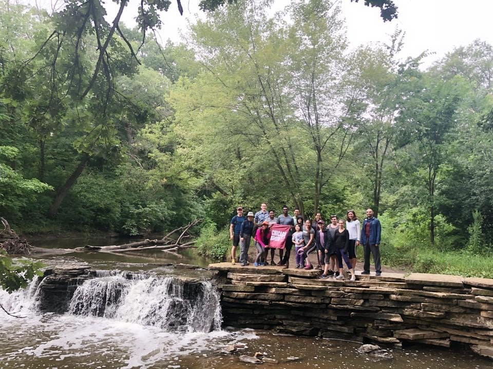 Booth Wellness Club members at a hiking event